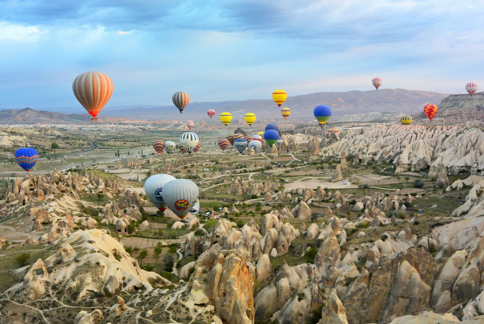 Hot air balloons over Cappadocia in Turkey