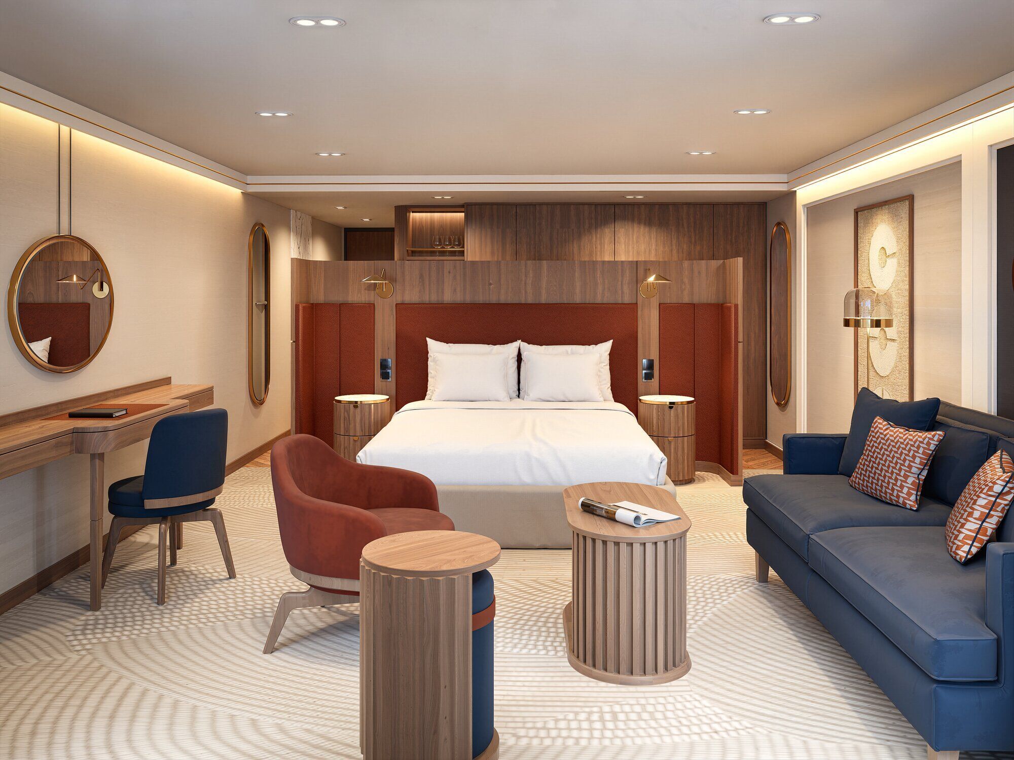 Spacious suite inside AmaRudi river cruise ship