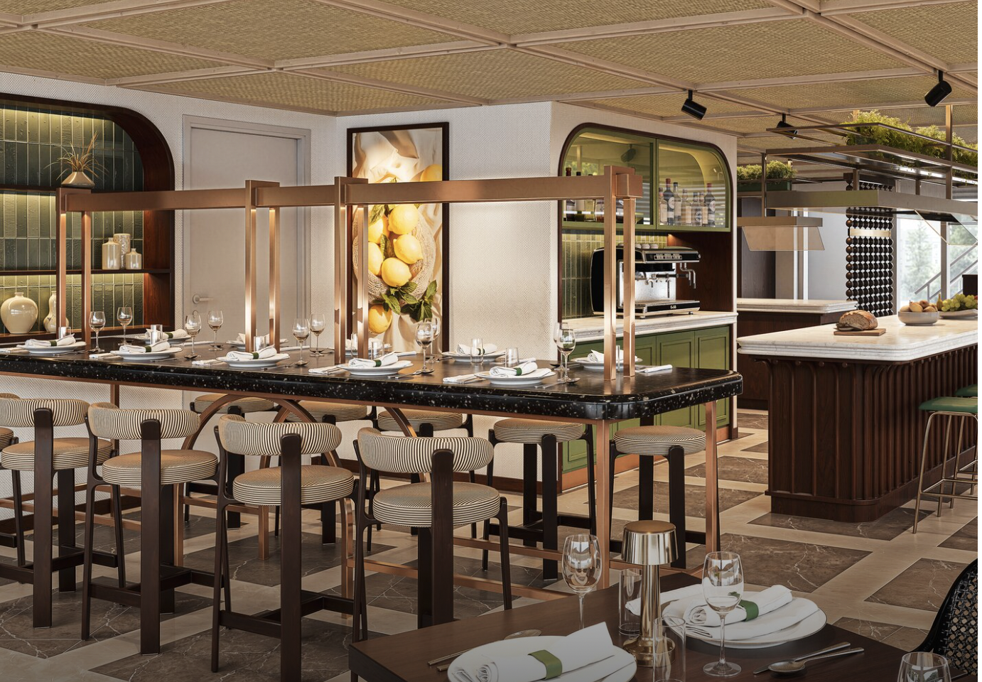 Dining venue inside AmaRudi river cruise ship