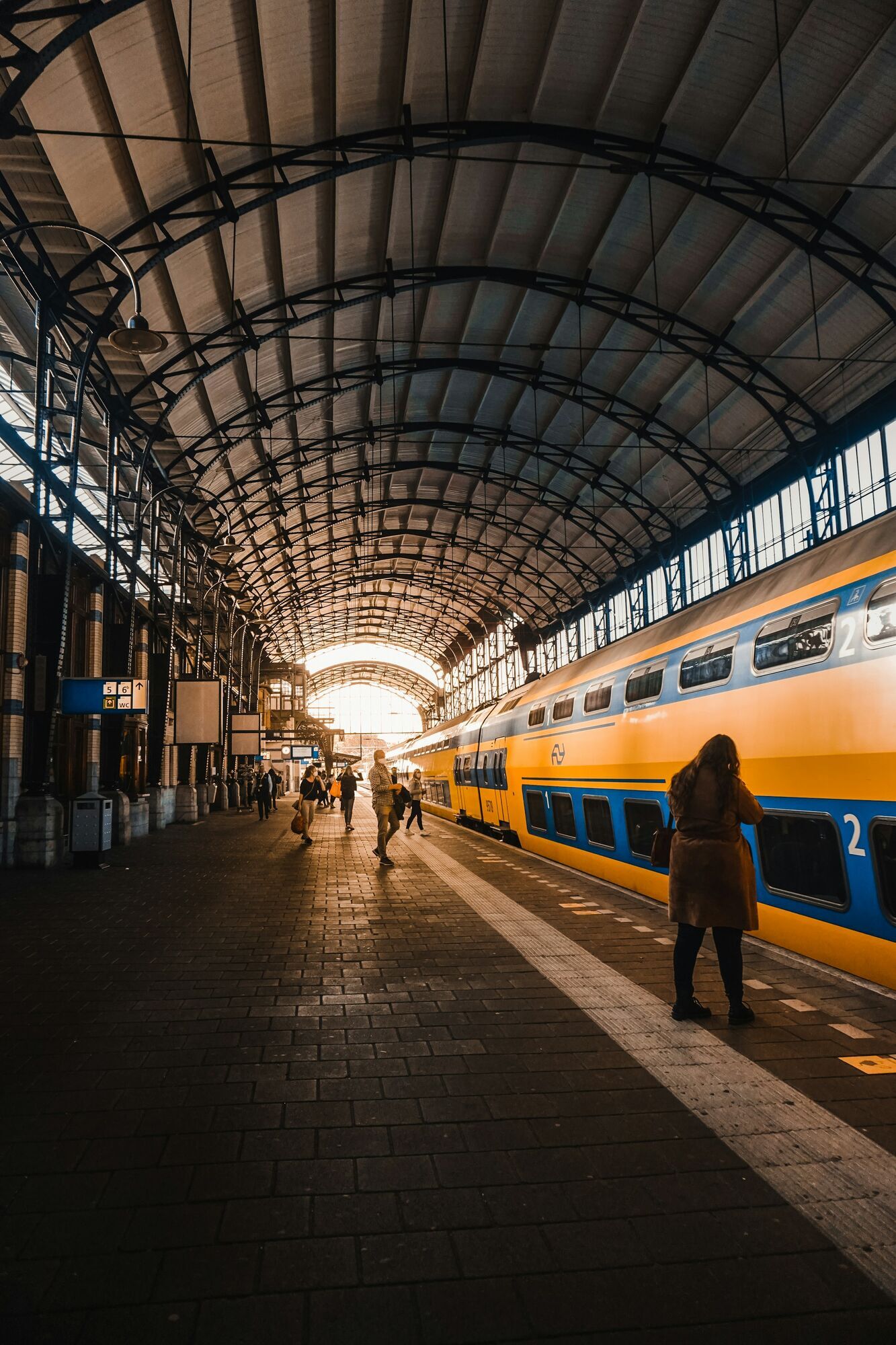 NS double-decker train at a Dutch station