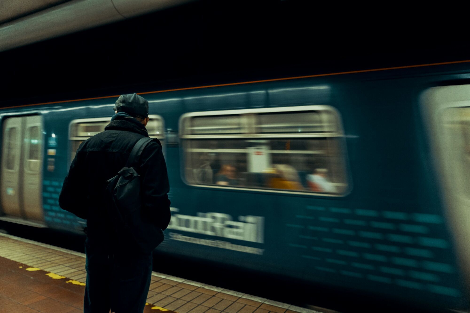 Passenger waiting for a ScotRail train