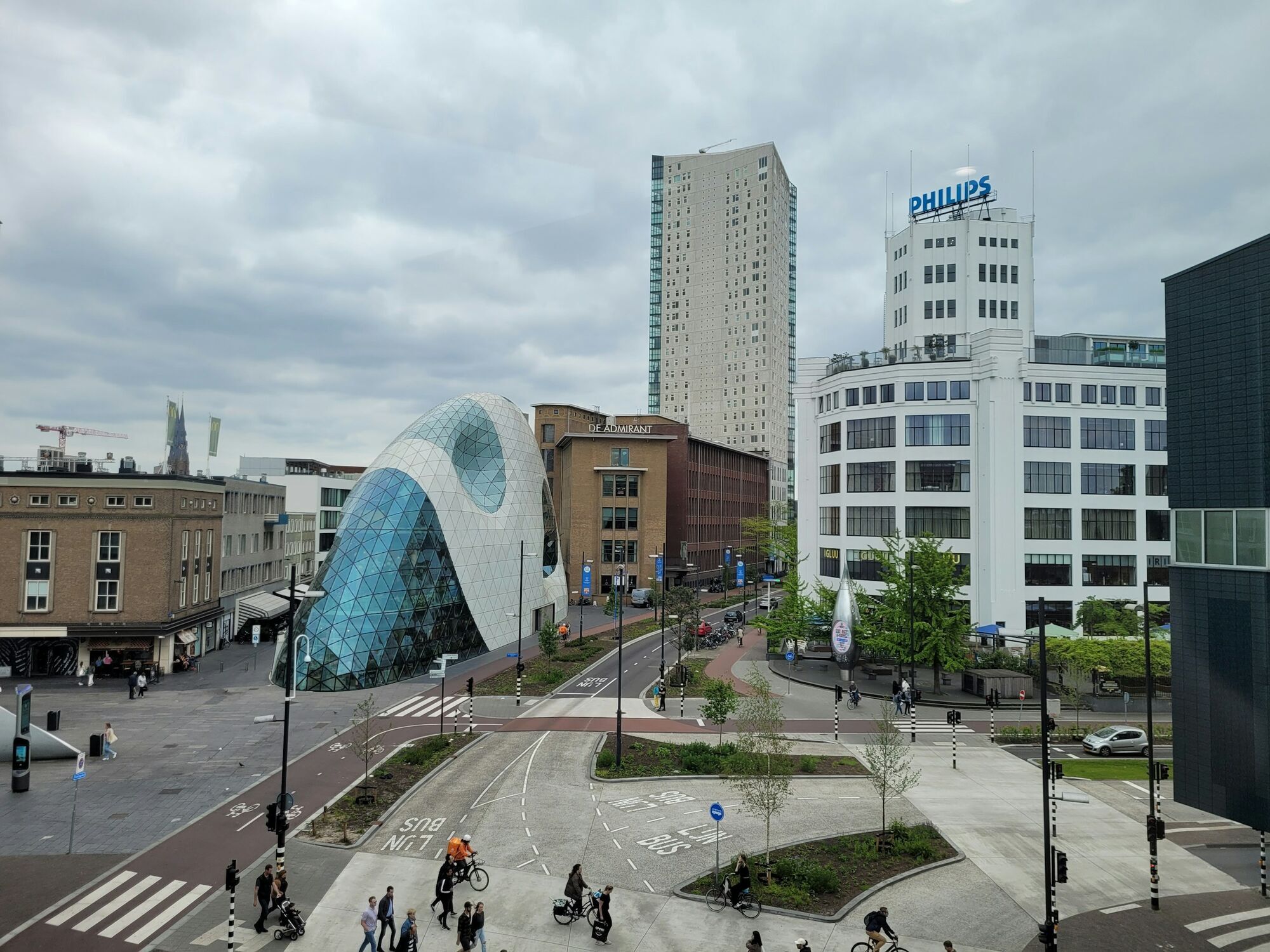 City centre view of Eindhoven with modern buildings
