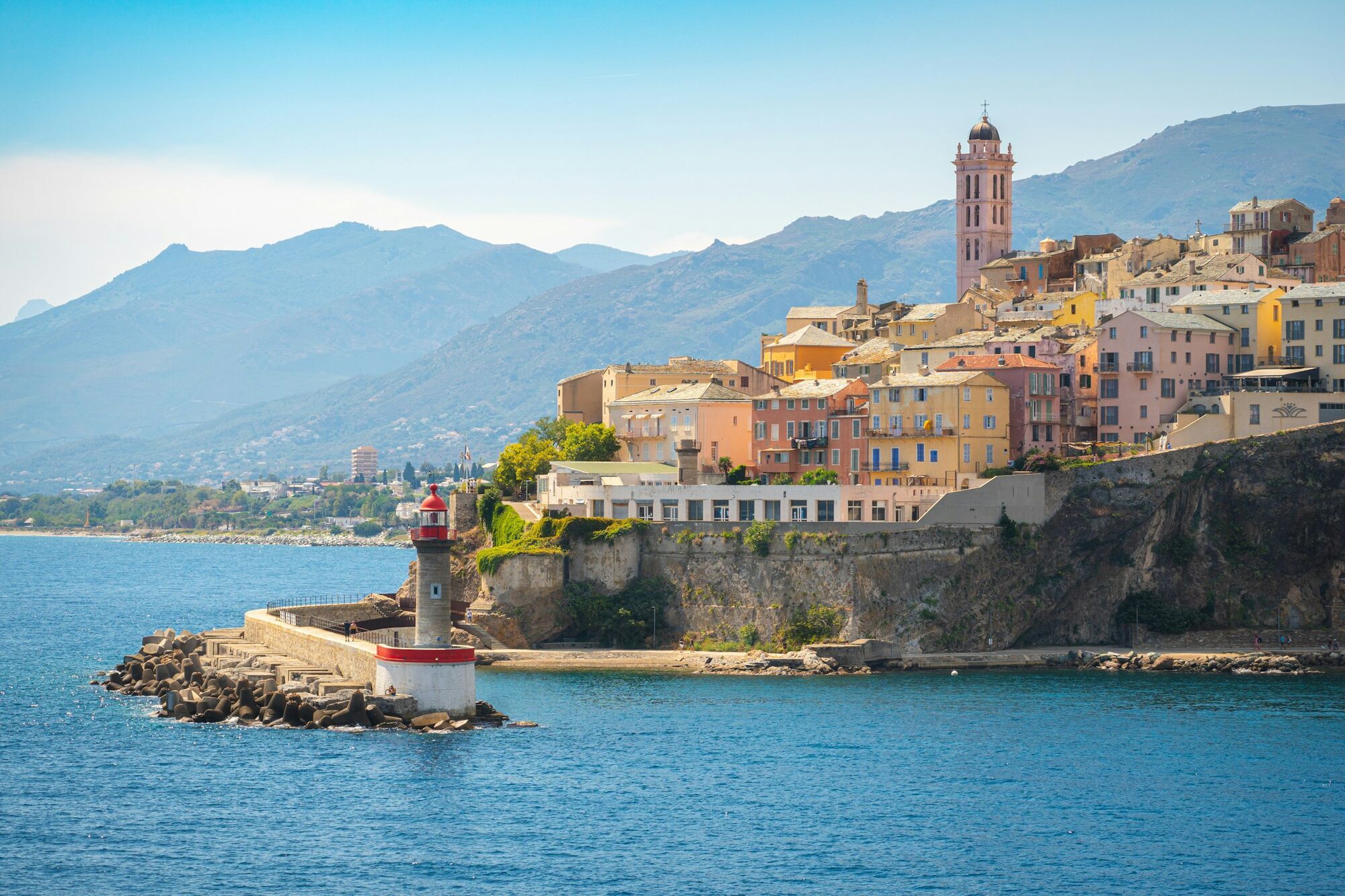 Bastia harbour and old town on the Corsican coast