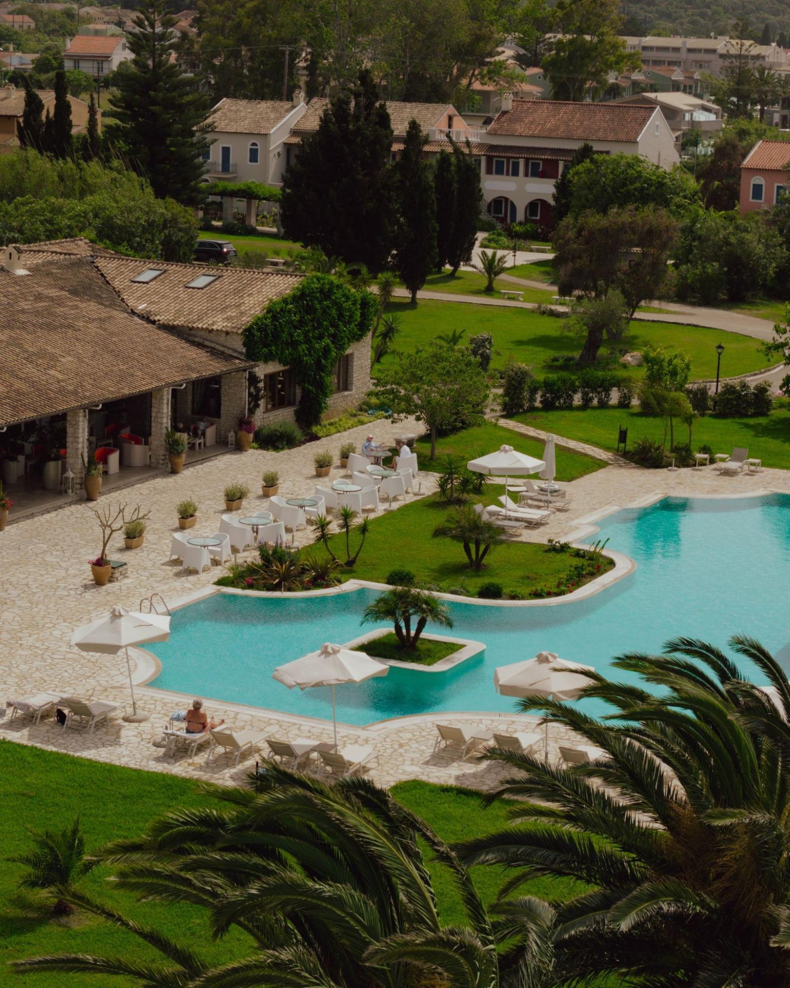 Pool and garden area at a resort in northern Corfu