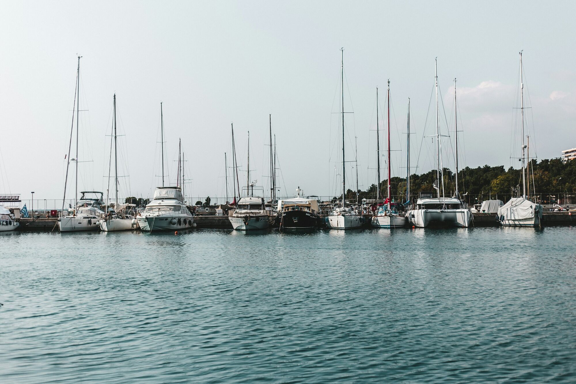Boats moored along the Thessaloniki waterfront