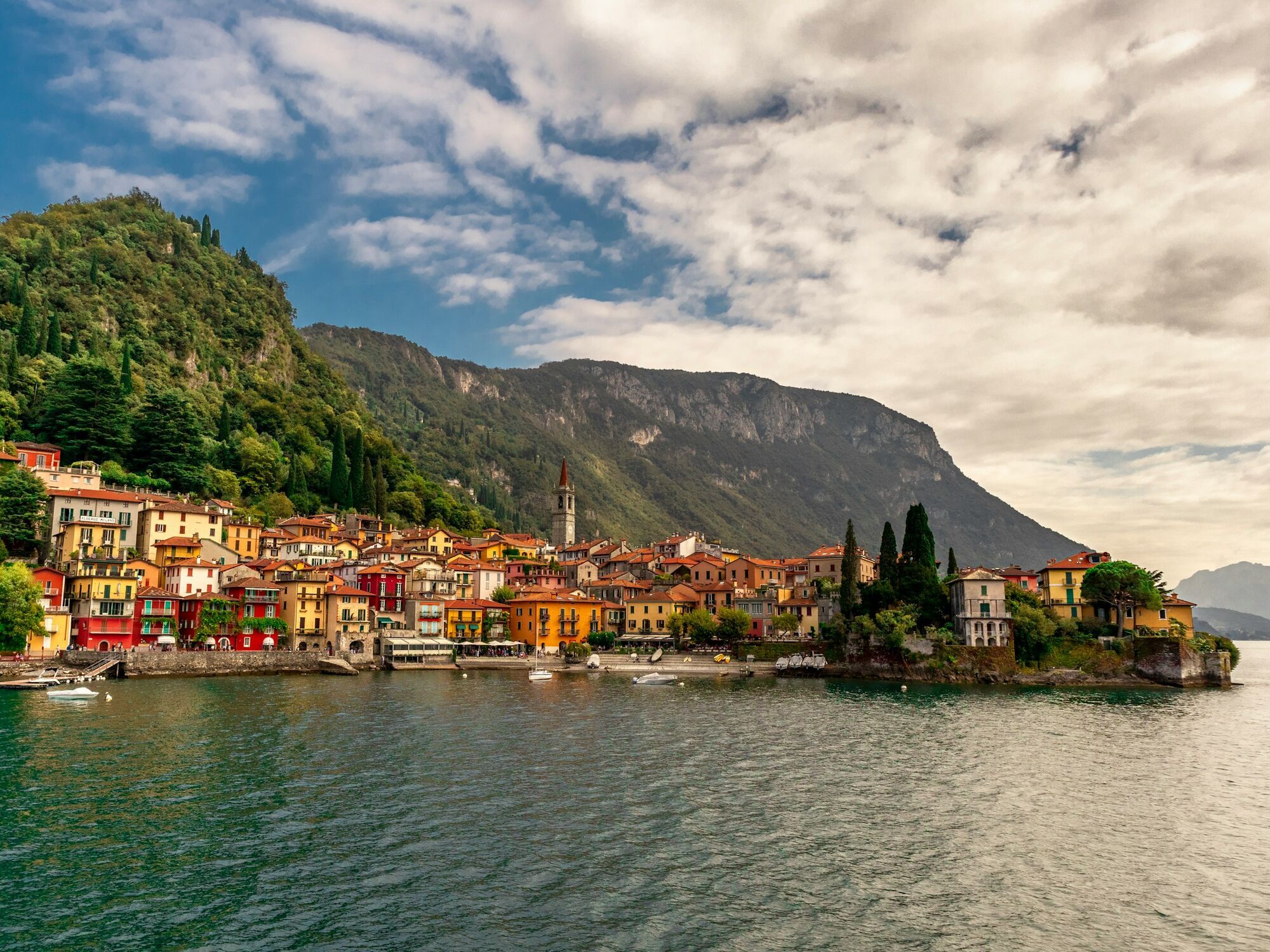 Colourful village on the shore of Lake Como