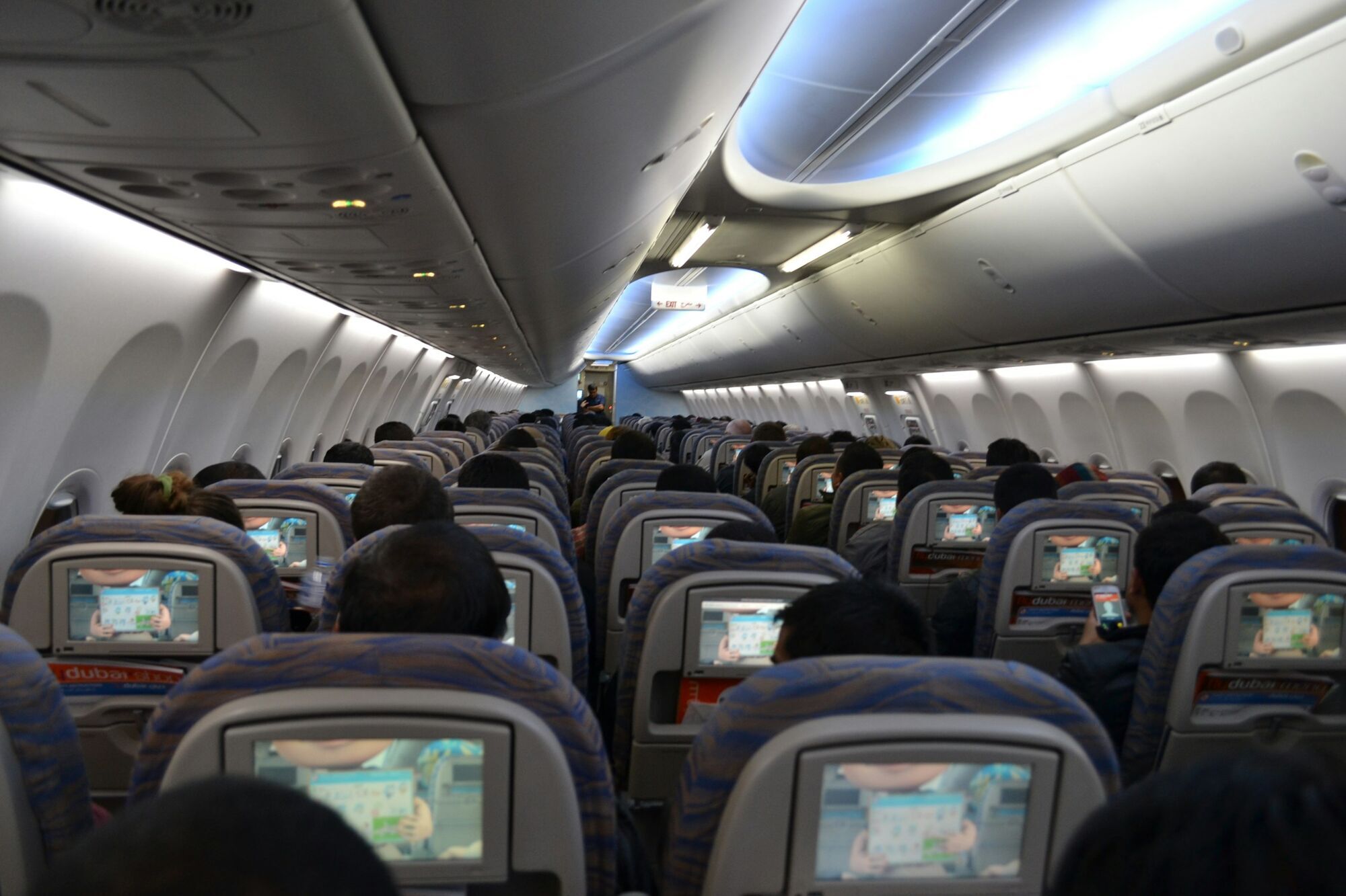 Aircraft window during a commercial flight