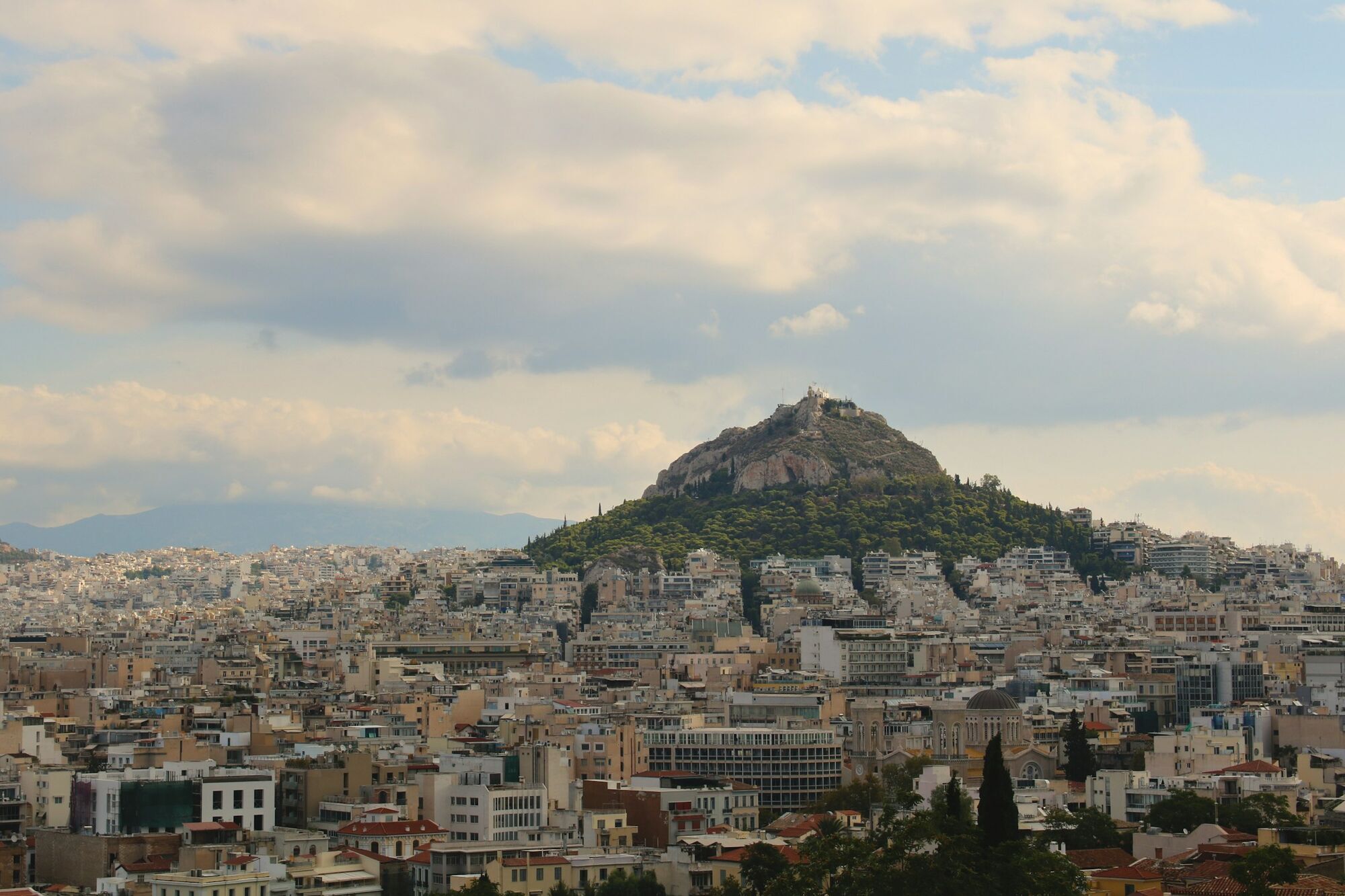 Athens skyline with Lycabettus Hill