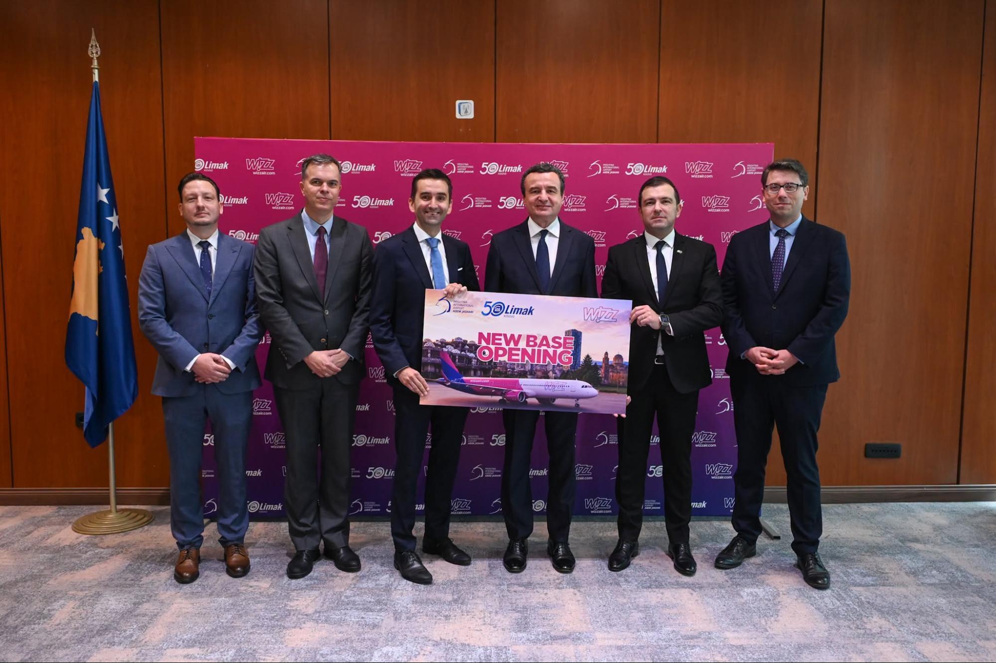Officials announce new Wizz Air base in Prishtina