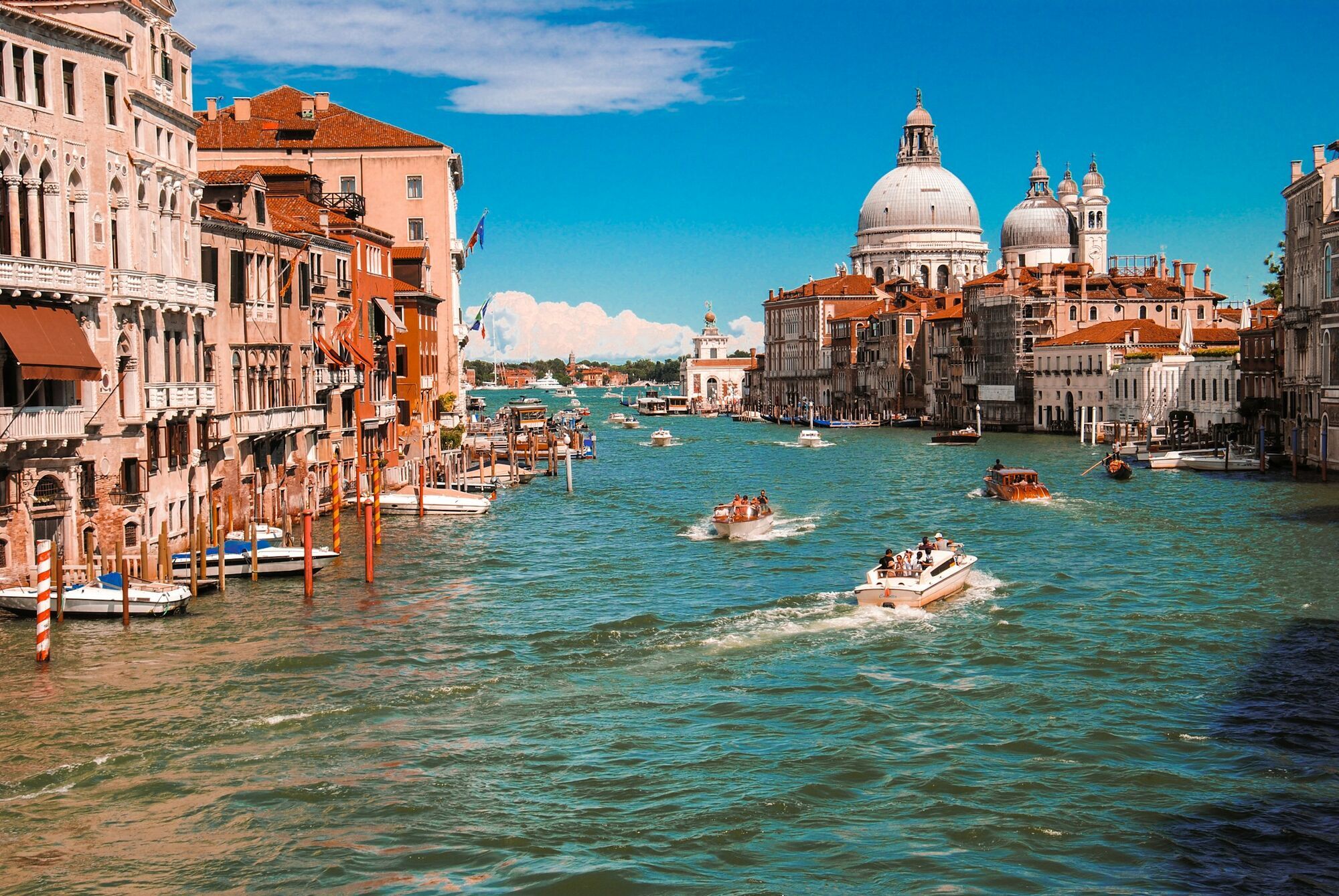 Boats travelling along Venice’s Grand Canal