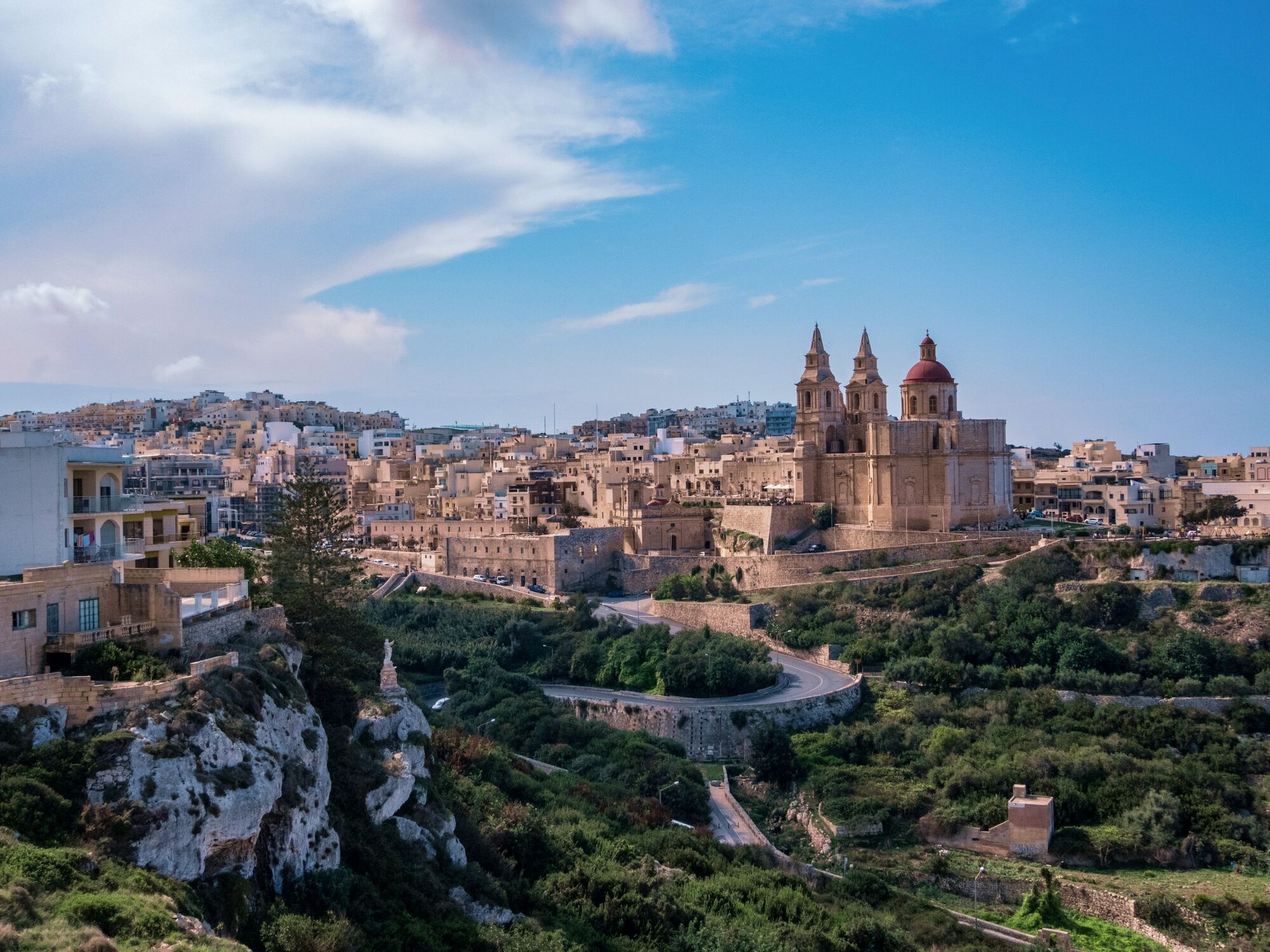 Historic church and townscape in Malta