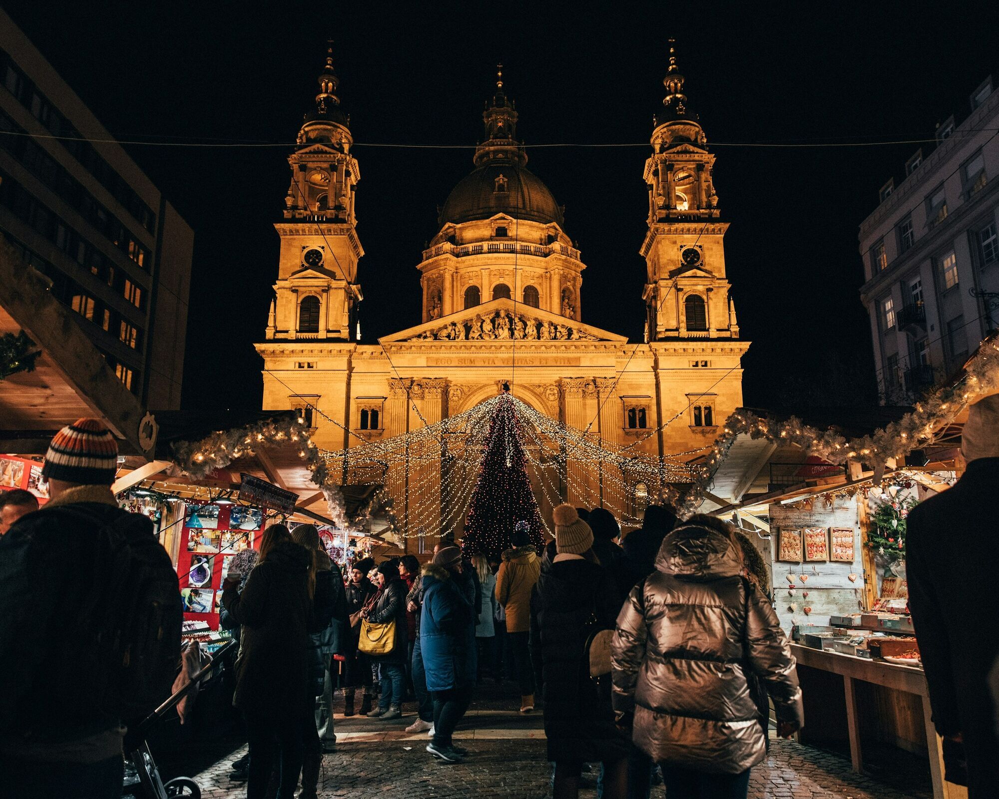 Budapest Christmas market outside St Stephen’s Basilica
