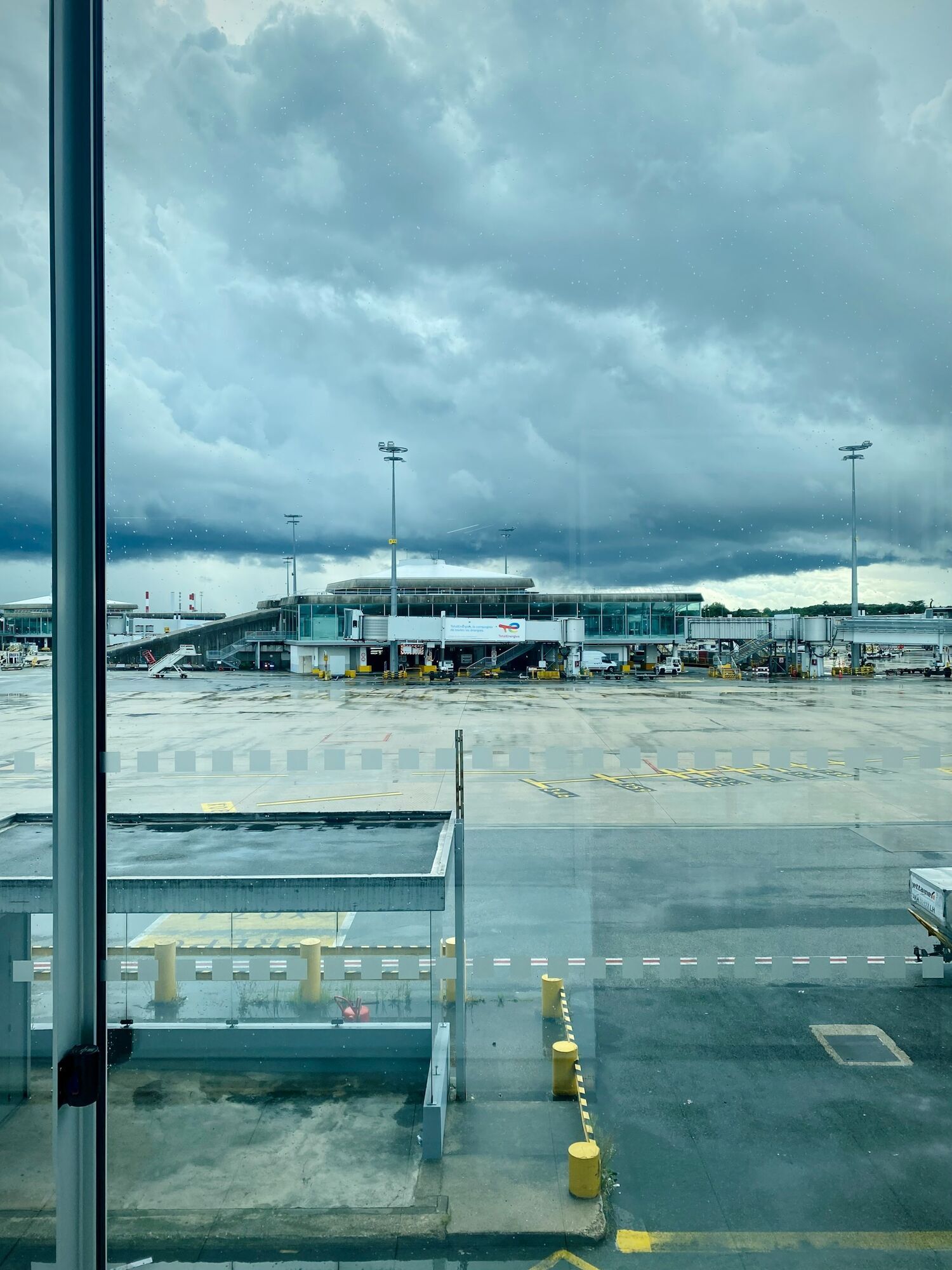 Paris airport apron seen from terminal window