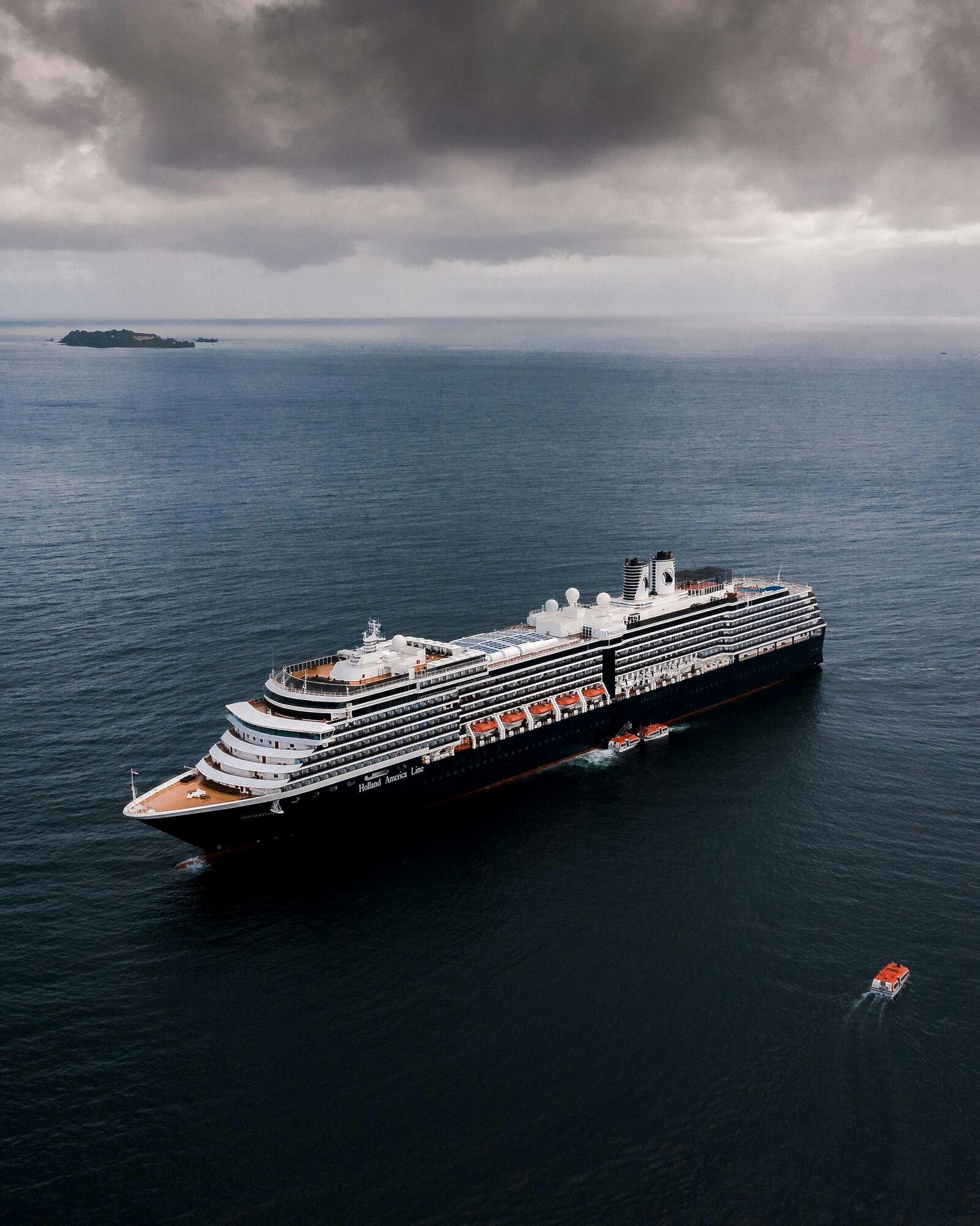 Cruise ship sailing across open water