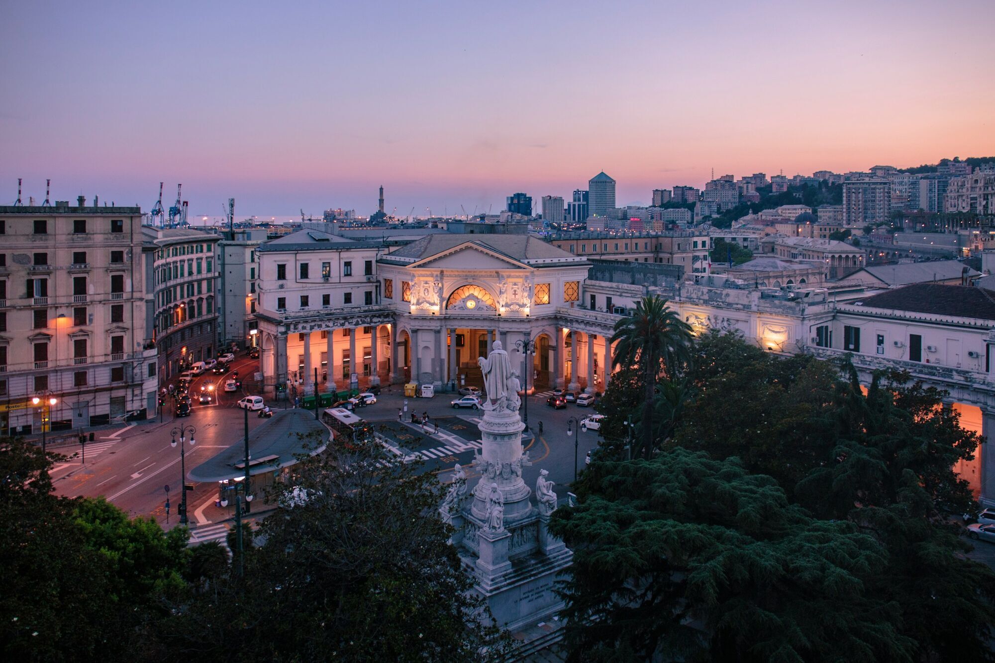 Genova Piazza Principe railway station at dusk