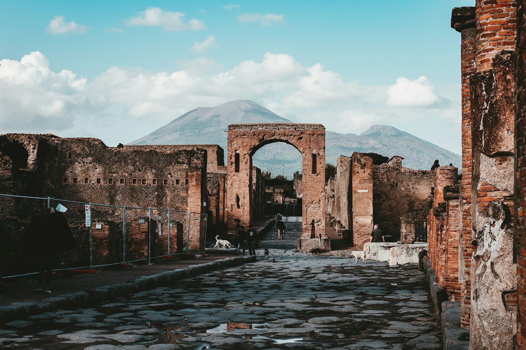Pompeii ruins with Mount Vesuvius