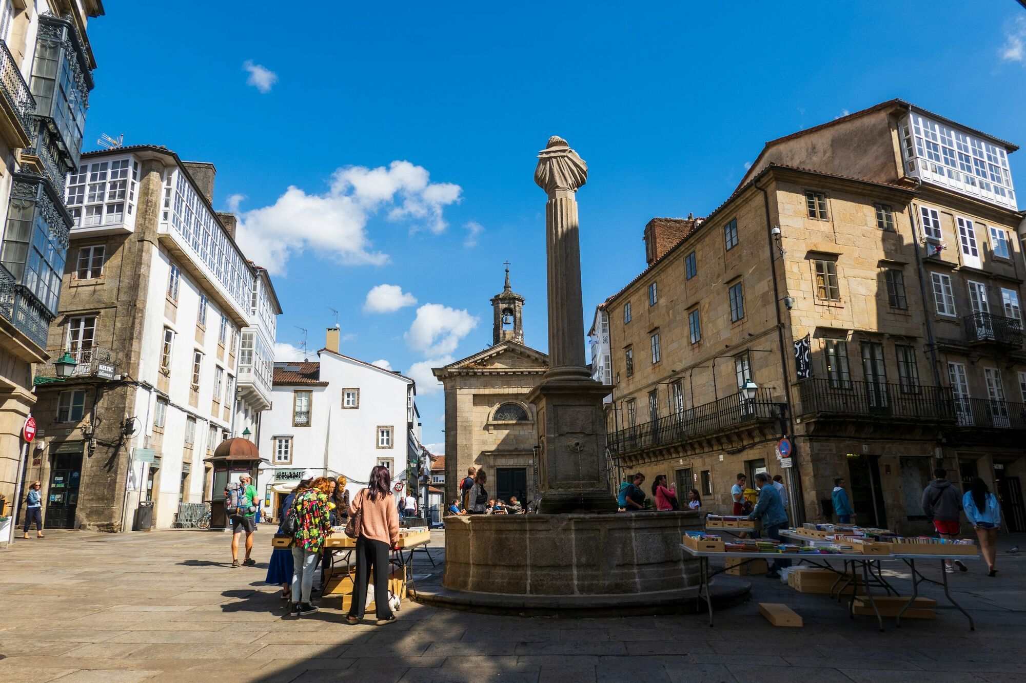 Historic square in Santiago de Compostela Old Town