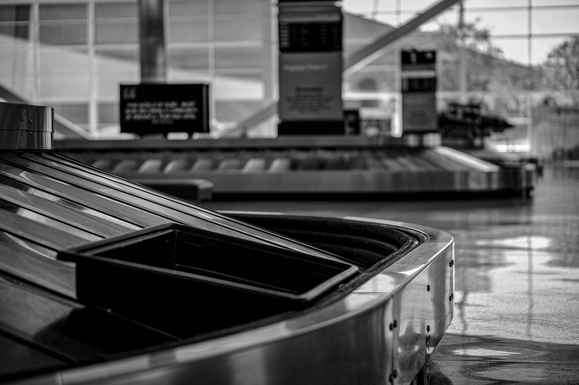 Airport security trays at screening checkpoint