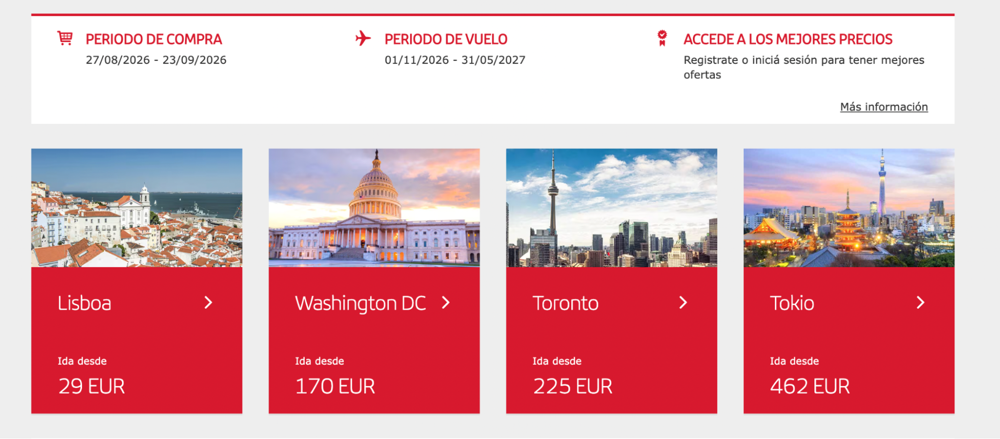 Iberia sale page showing discounted fares
