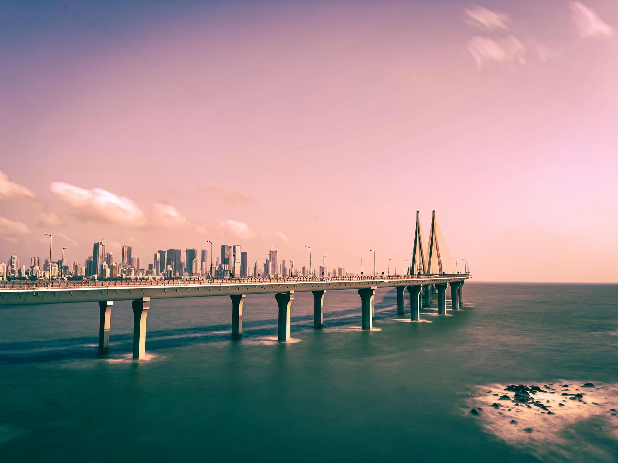 Bandra-Worli Sea Link overlooking Mumbai