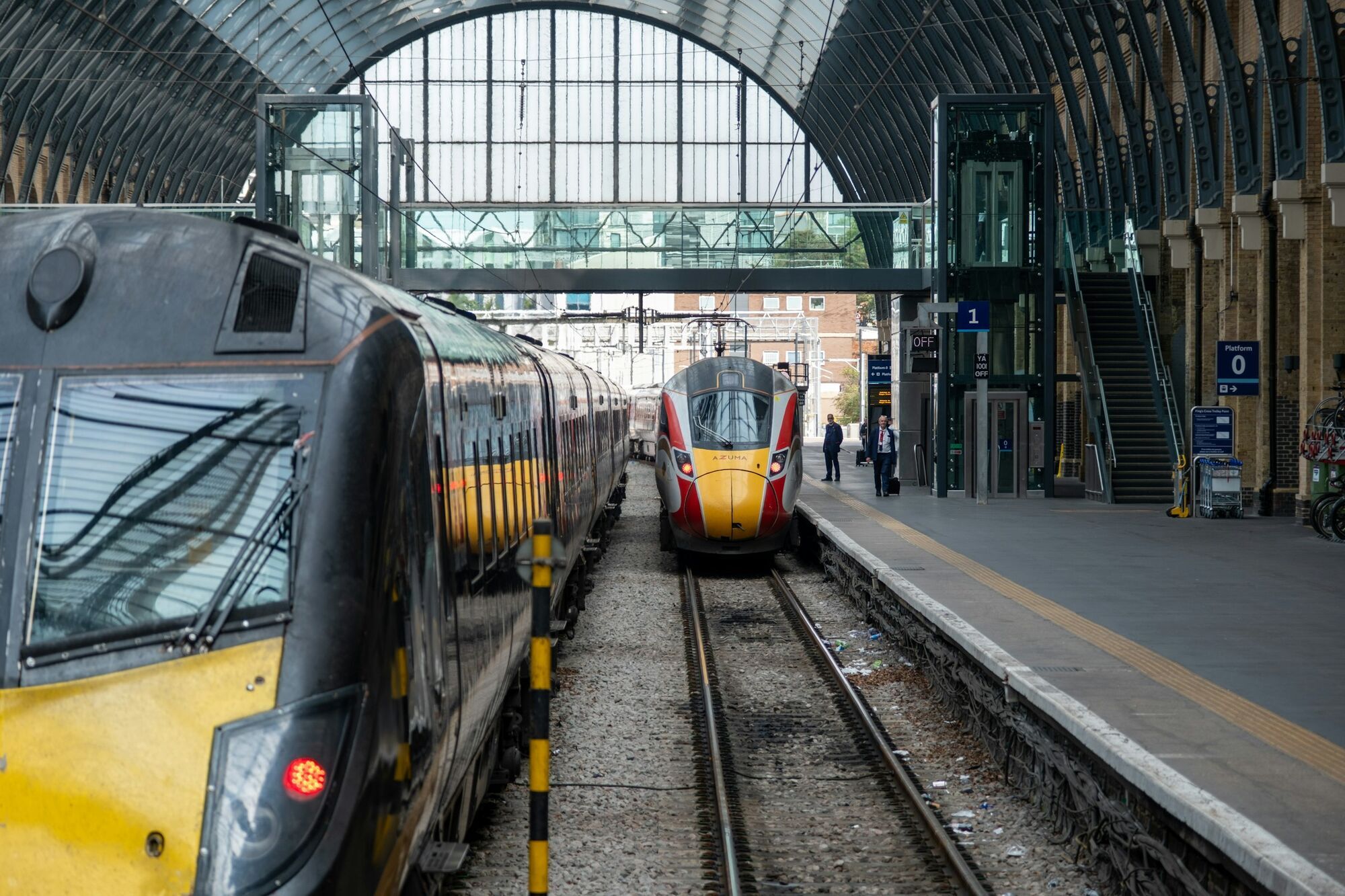 Azuma trains at a London railway station