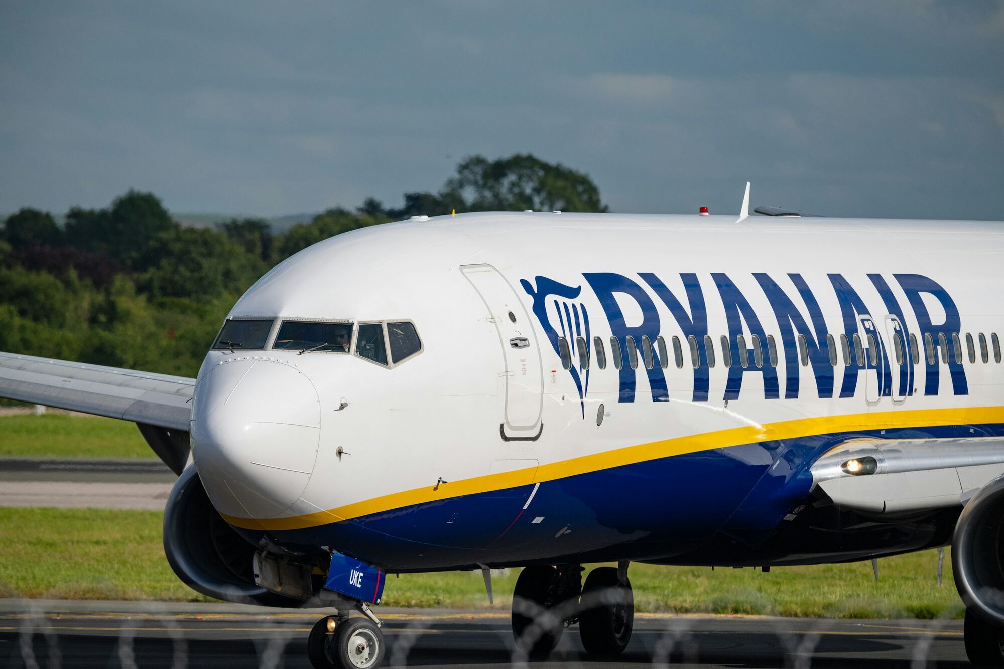 Ryanair aircraft on an airport taxiway