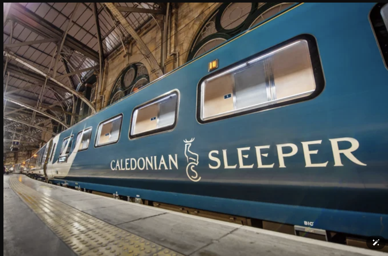 Caledonian Sleeper train at a station