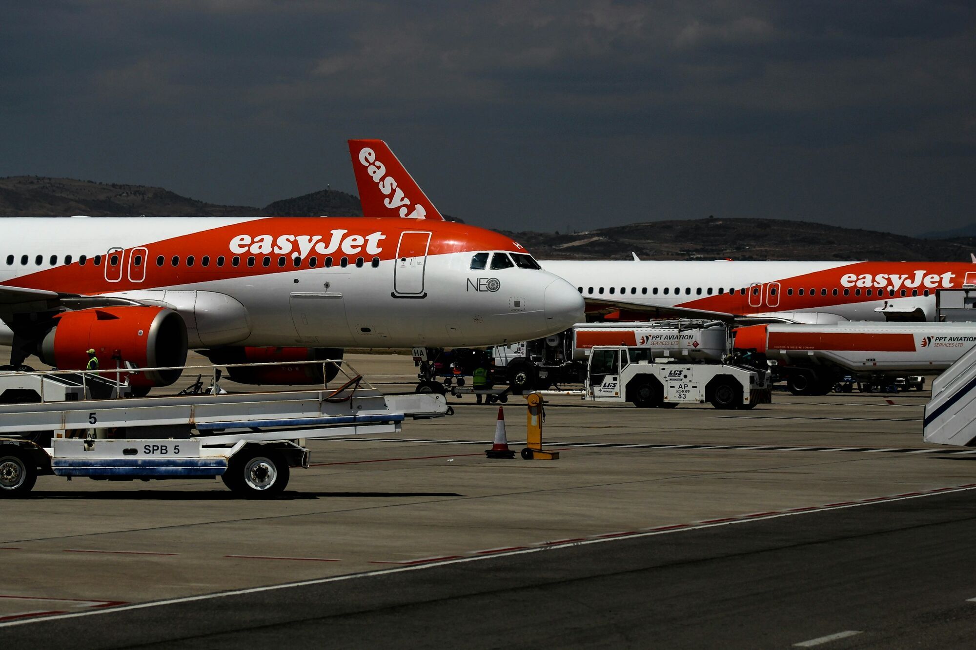 easyJet aircraft parked at an airport