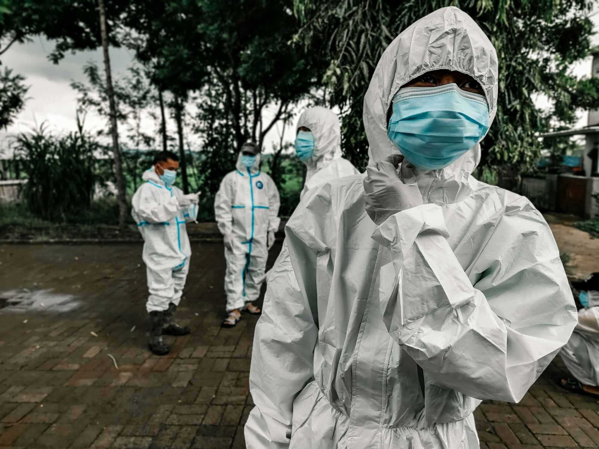 Health workers wearing protective equipment