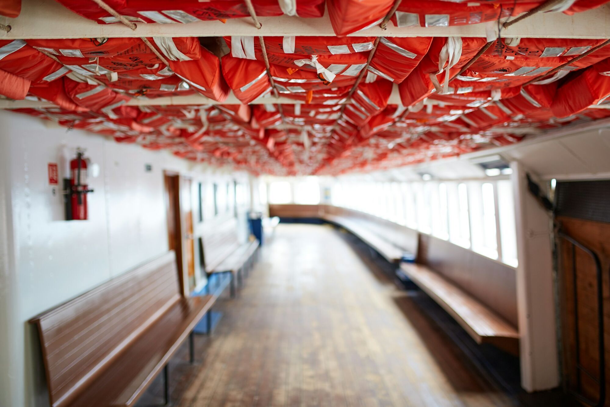Lifejackets stored inside a passenger ferry