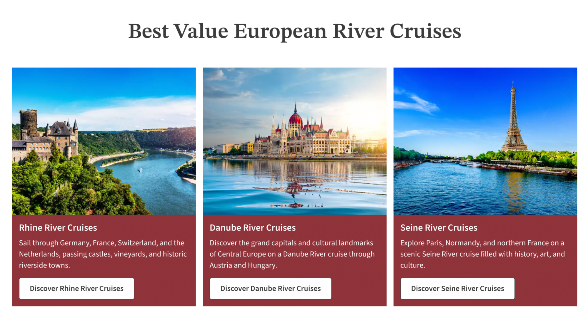 European river cruise destinations graphic
