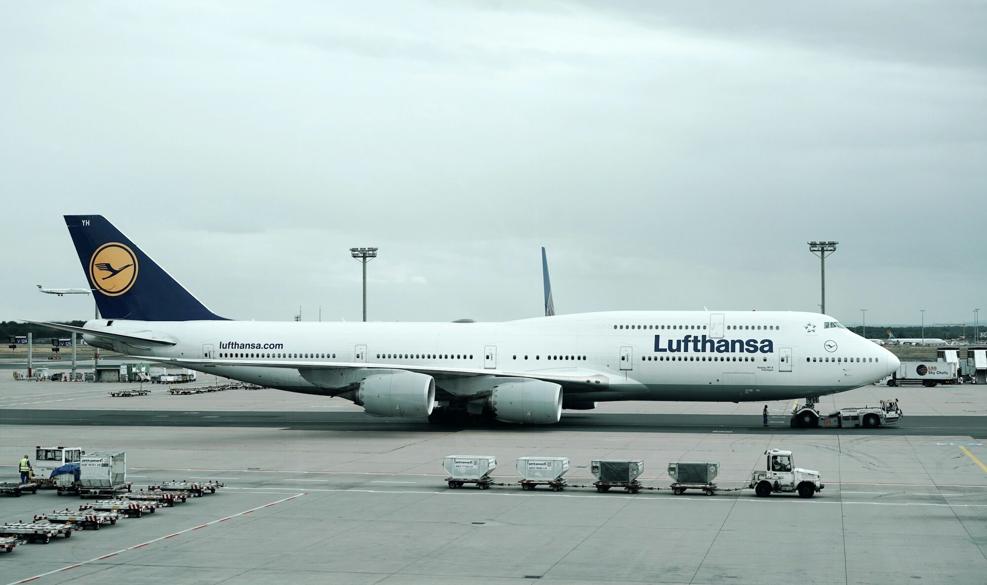 Lufthansa aircraft parked at an airport