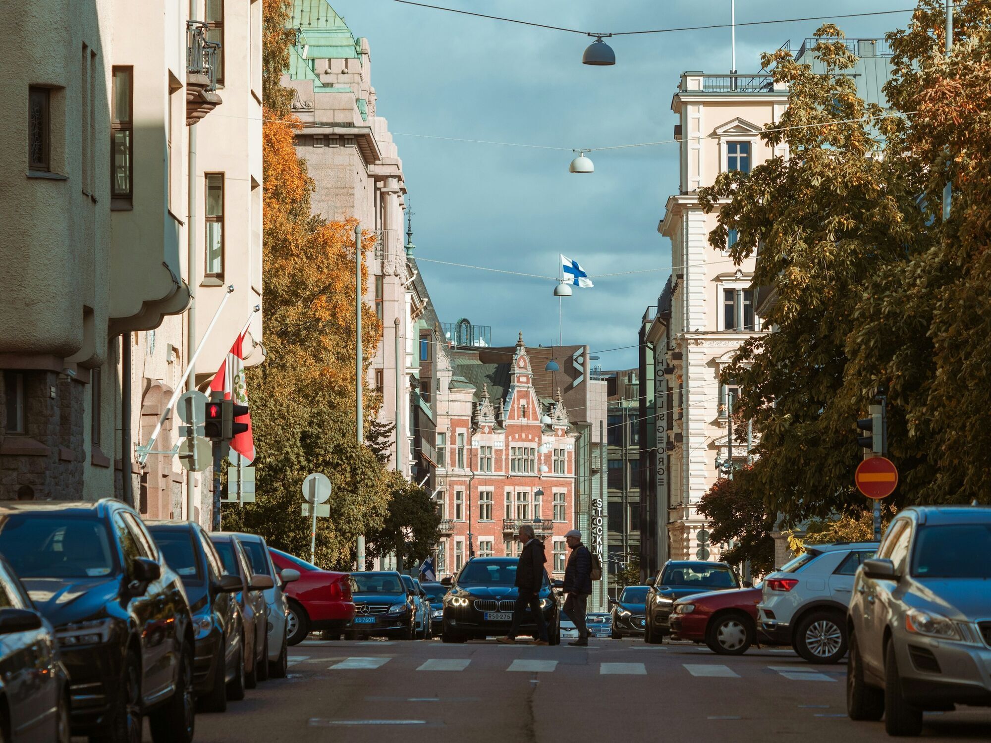 Autumn street scene in central Helsinki