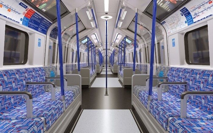 Interior of a new Piccadilly line train