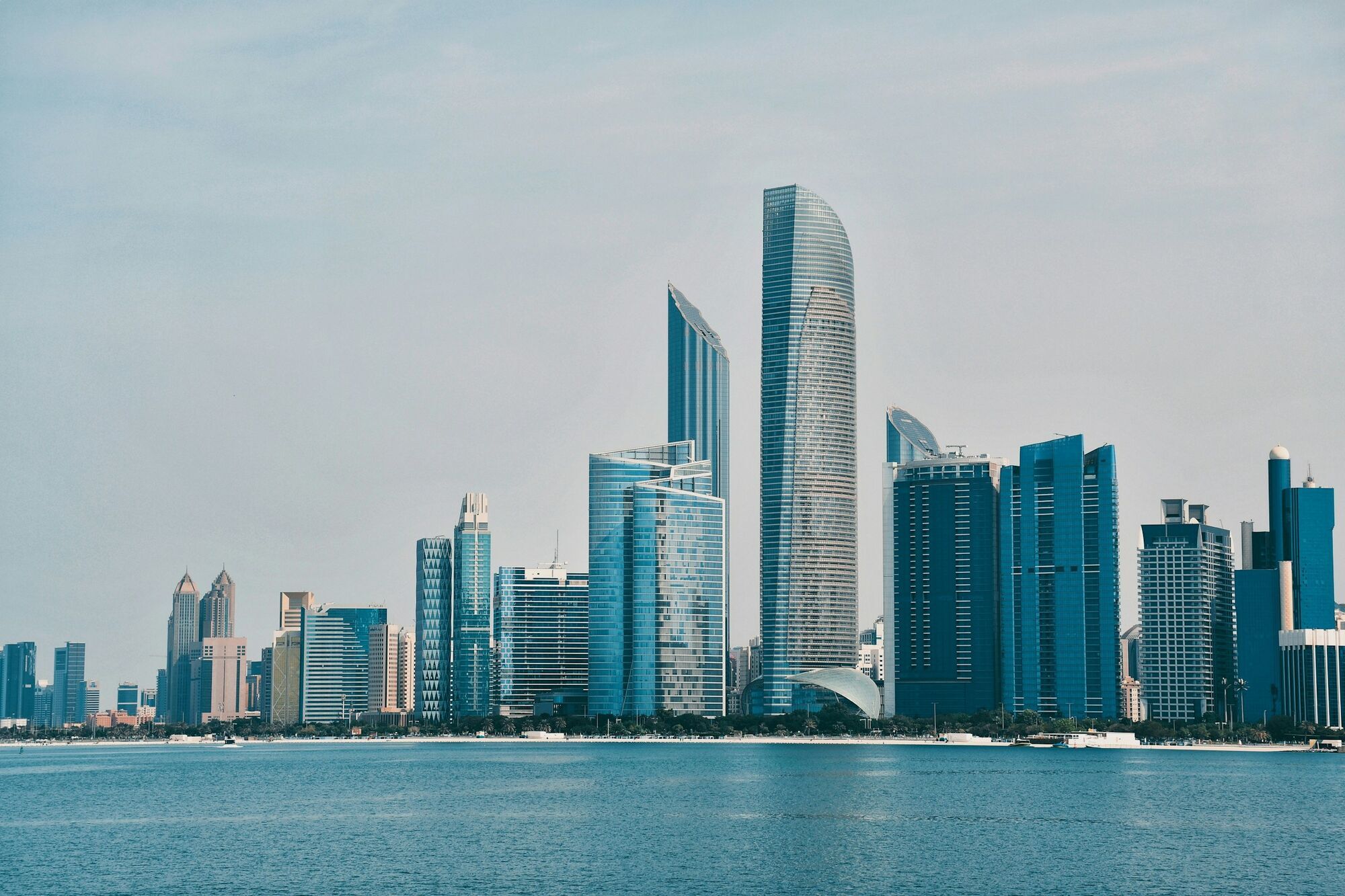 Abu Dhabi skyline beside the waterfront