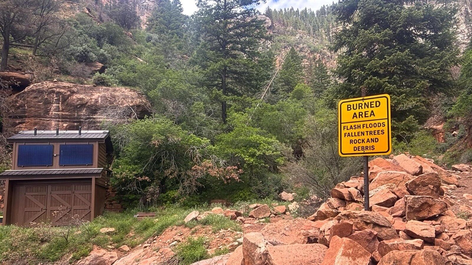 Flash flood warning sign in the Grand Canyon
