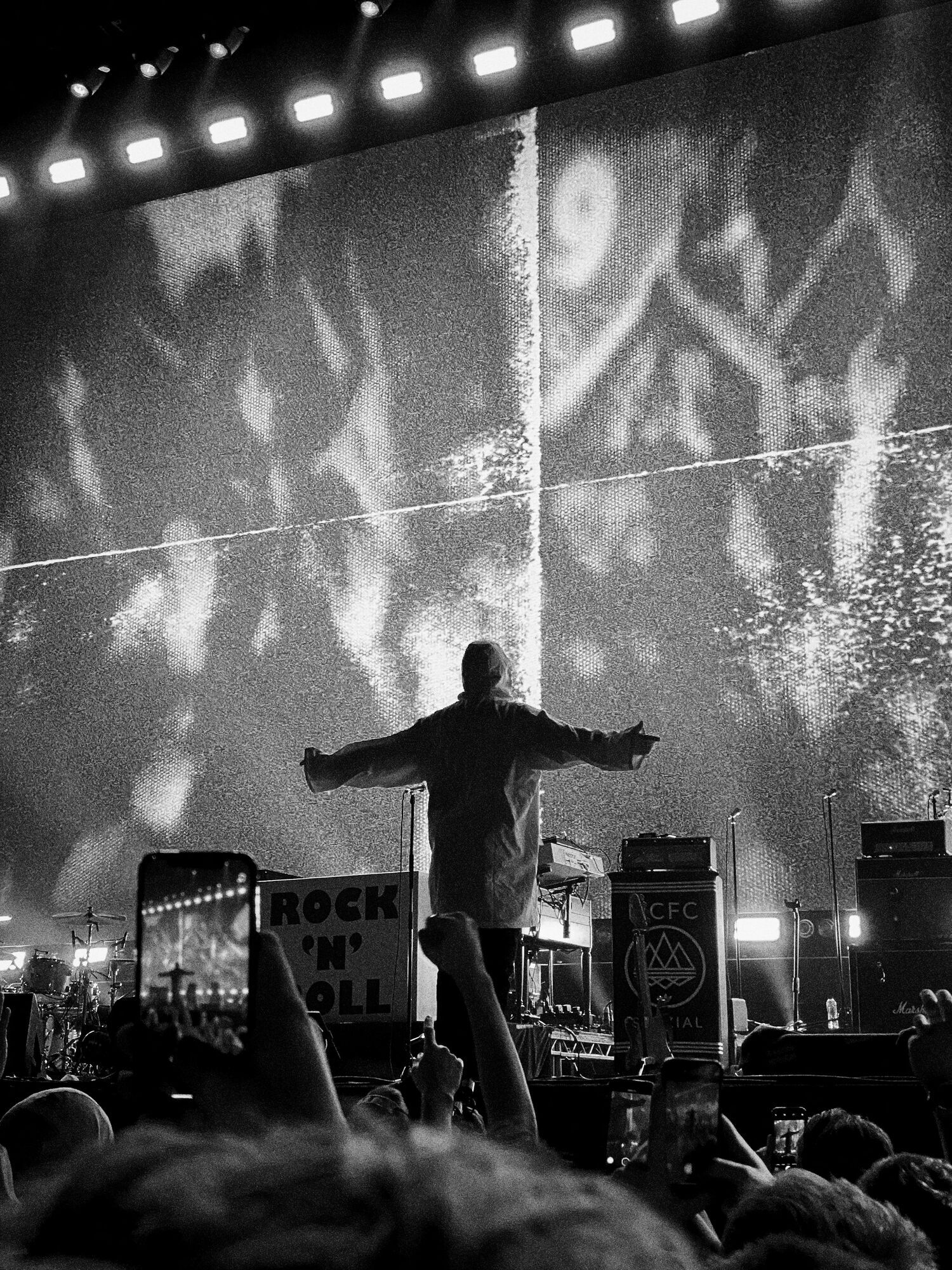 Performer on stage during a rock concert