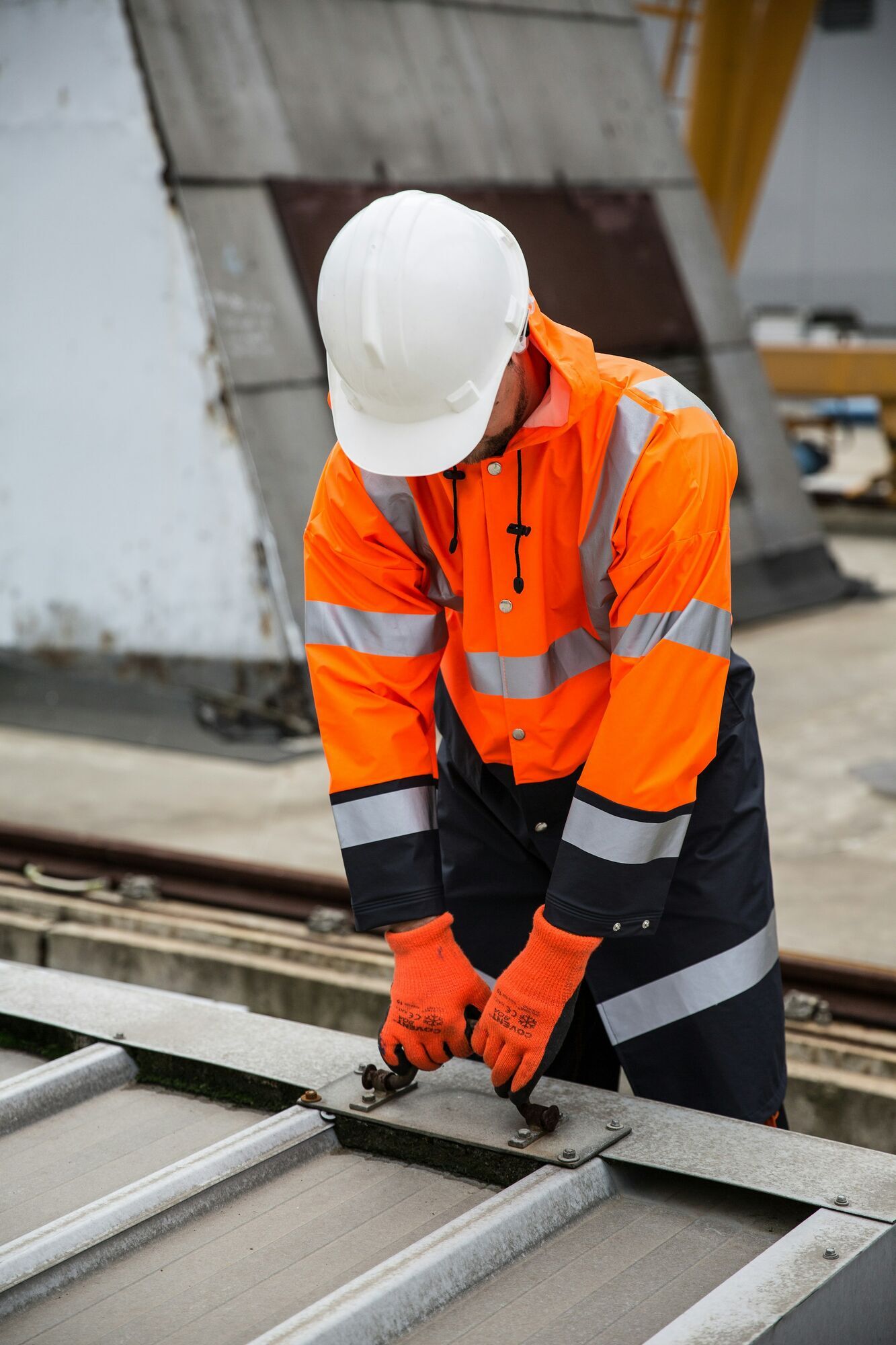 Railway engineer carrying out maintenance work