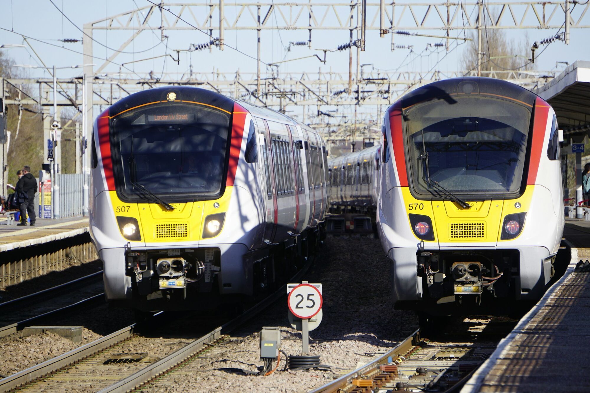 Greater Anglia trains at a railway station