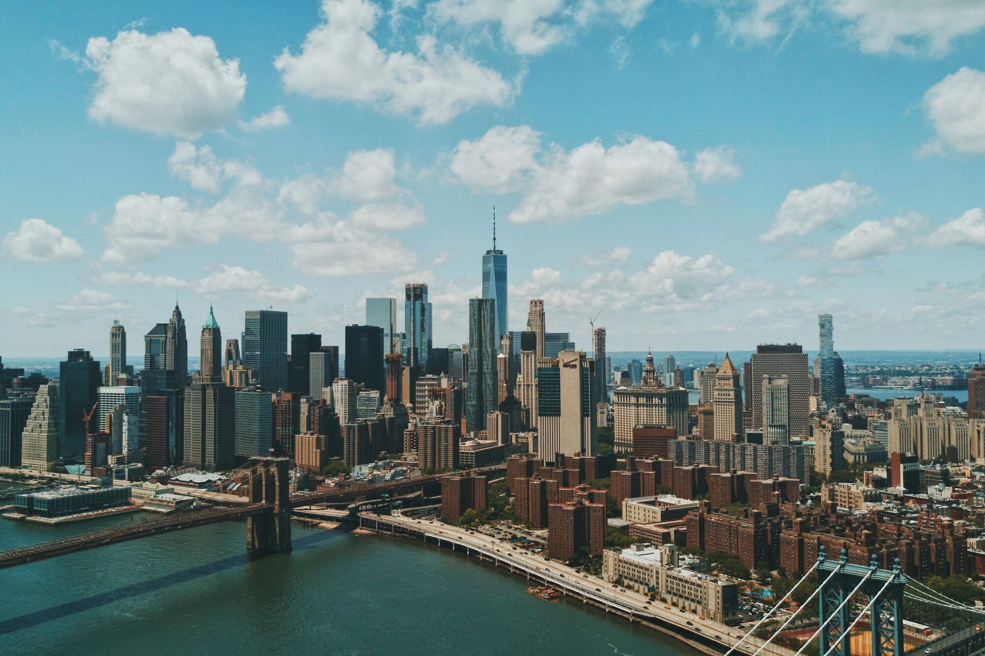 New York skyline and Brooklyn Bridge