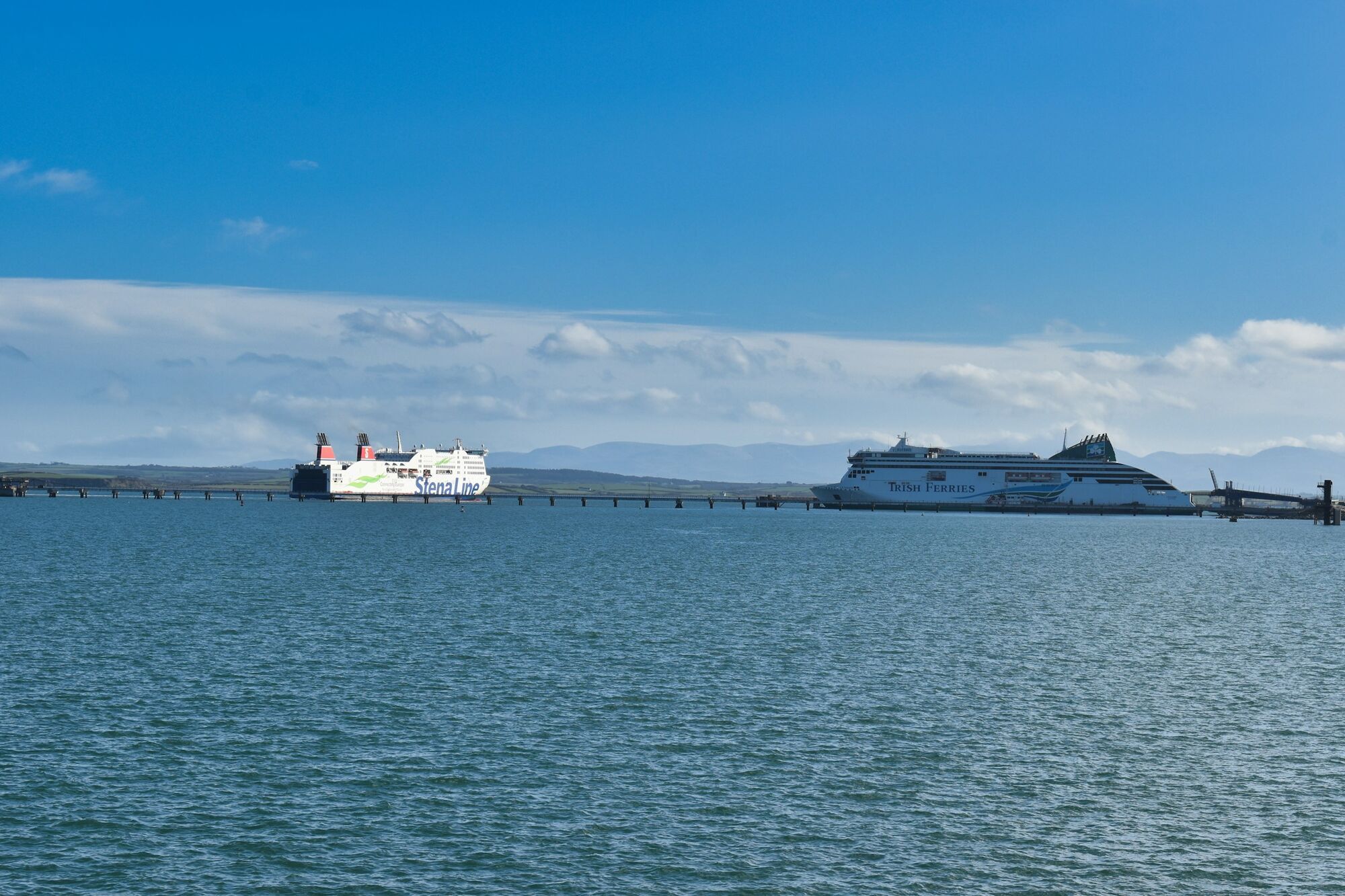Stena Line and Irish Ferries at port