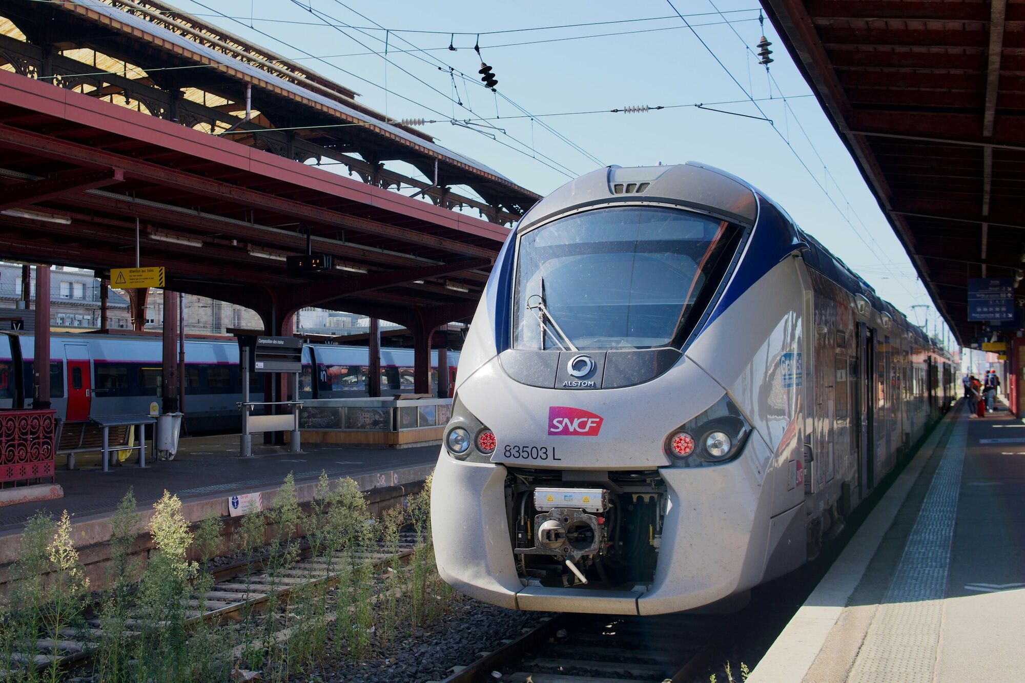 SNCF train standing at a French station