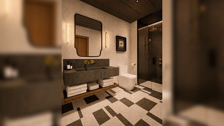 Rendering of a bathroom at San Bernardo hotel