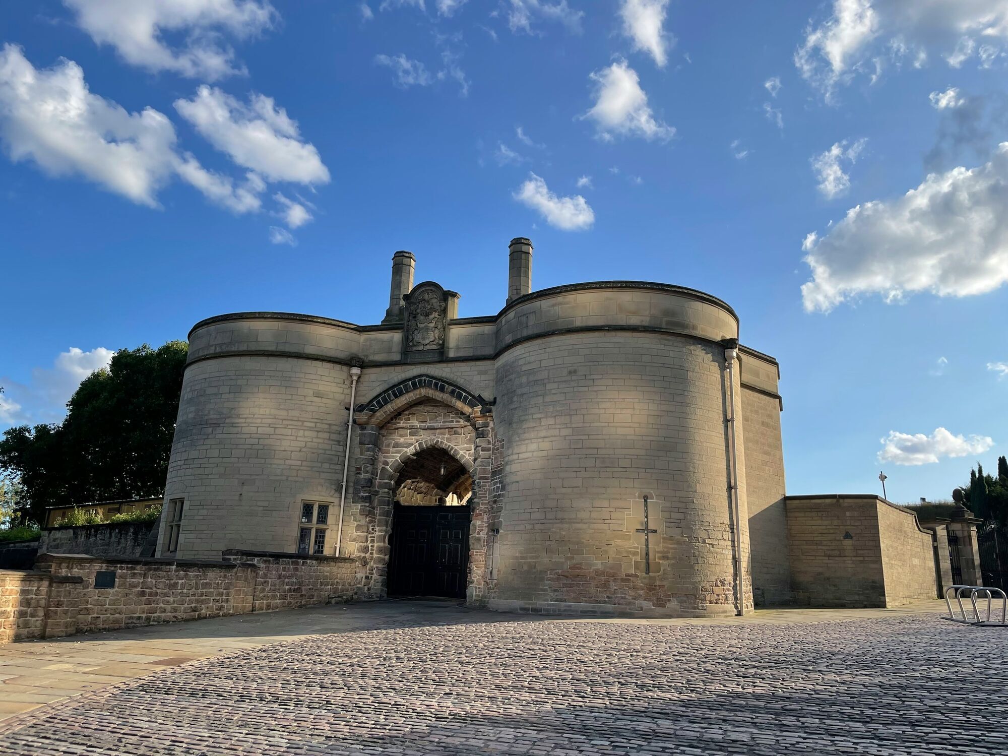 Nottingham Castle gatehouse under a blue sky