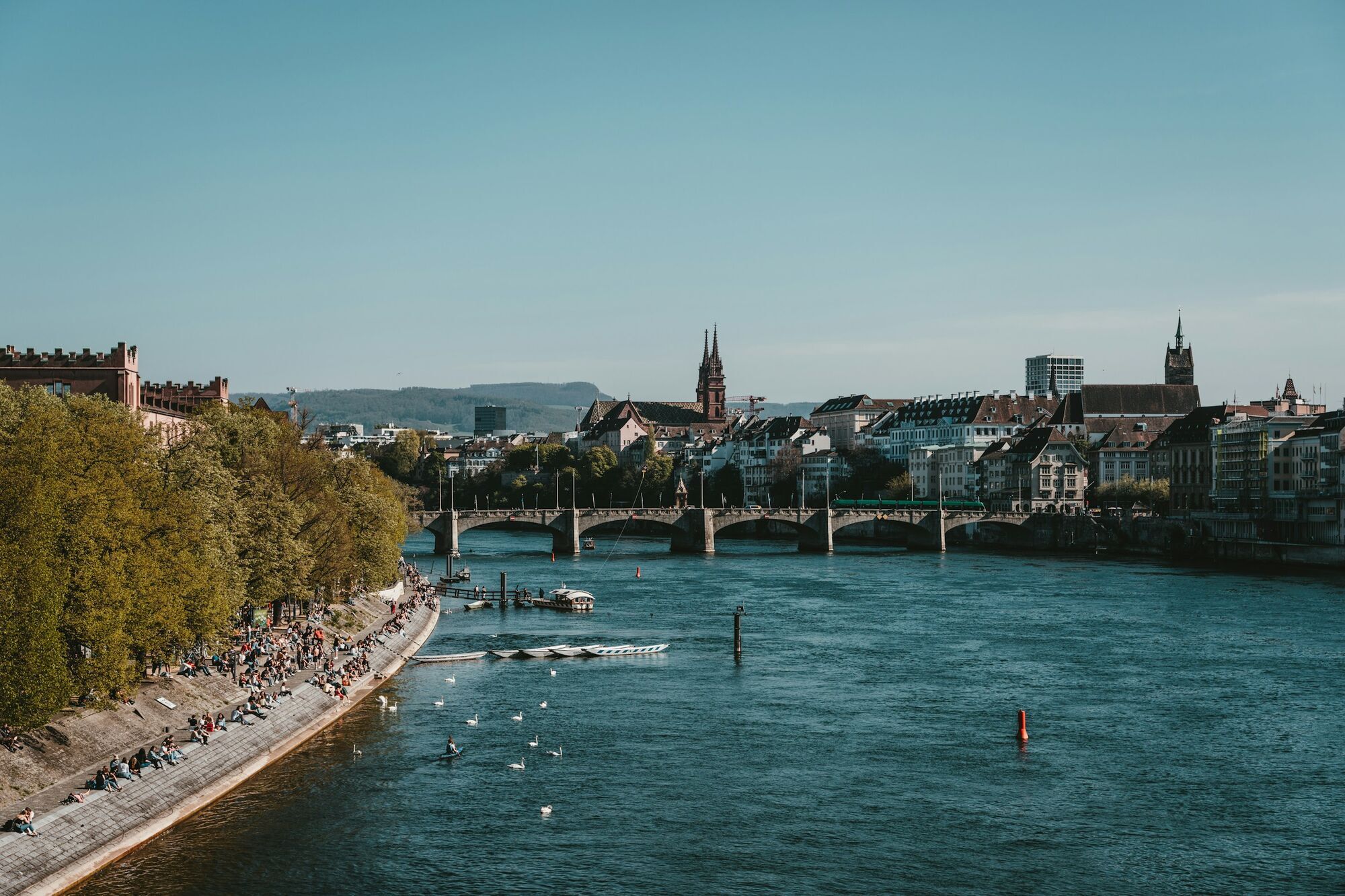 Basel skyline beside the Rhine