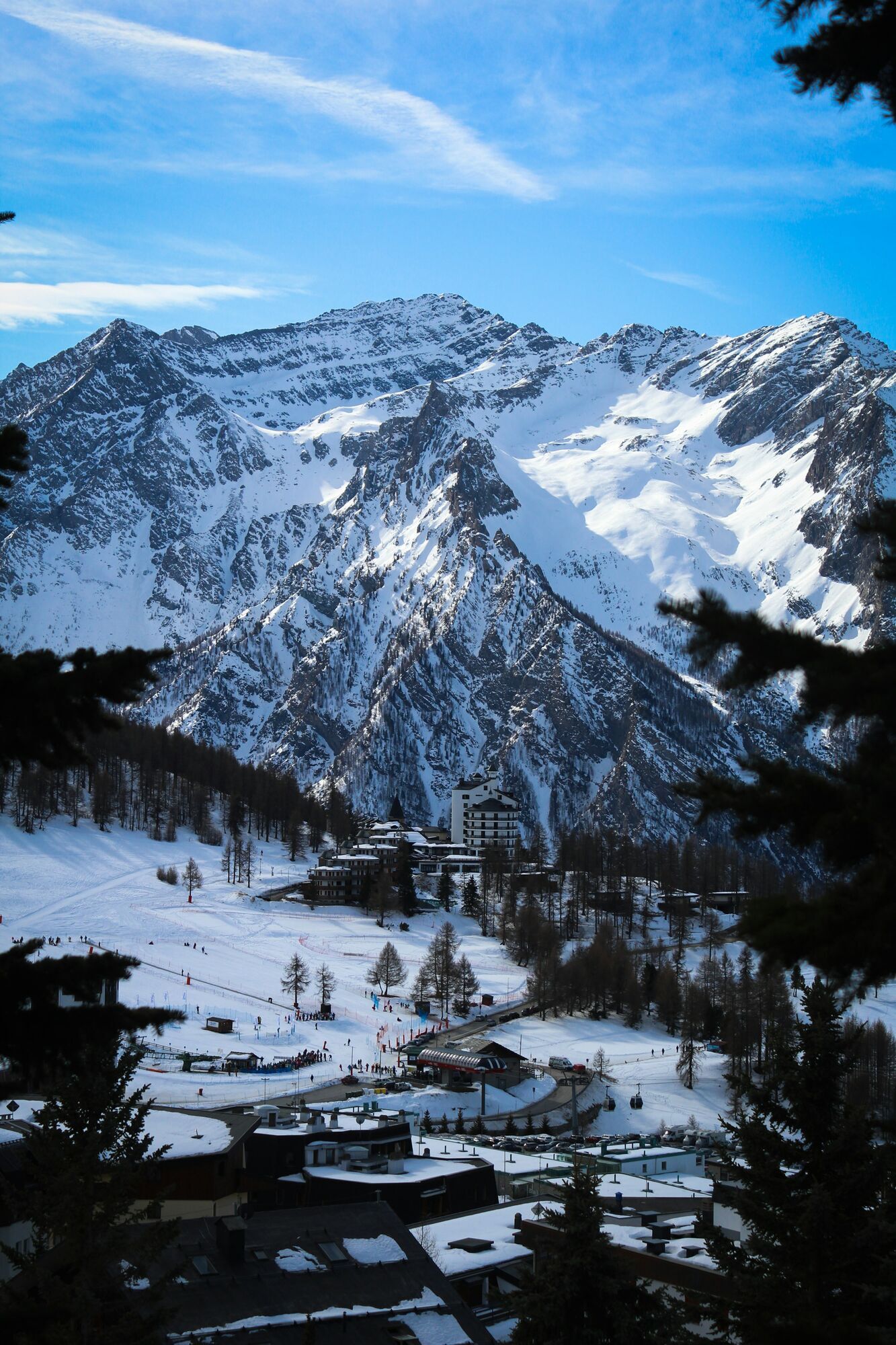 Snow-covered ski resort in the Alps