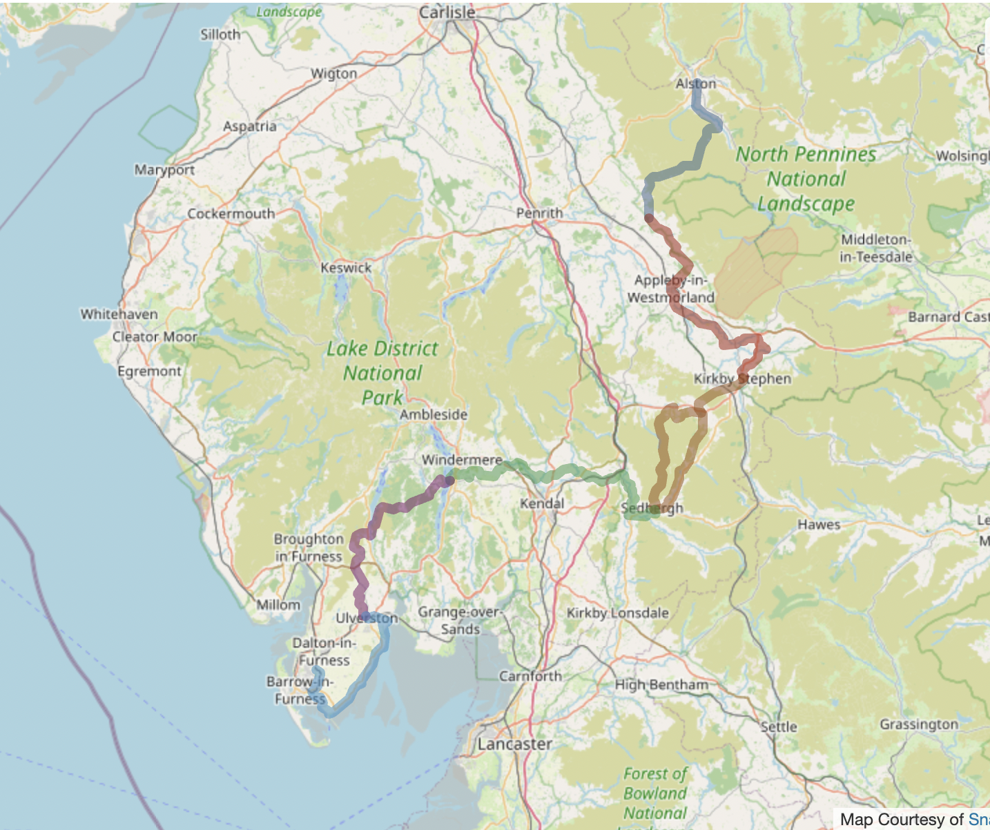 Map of the Westmorland and Furness Way