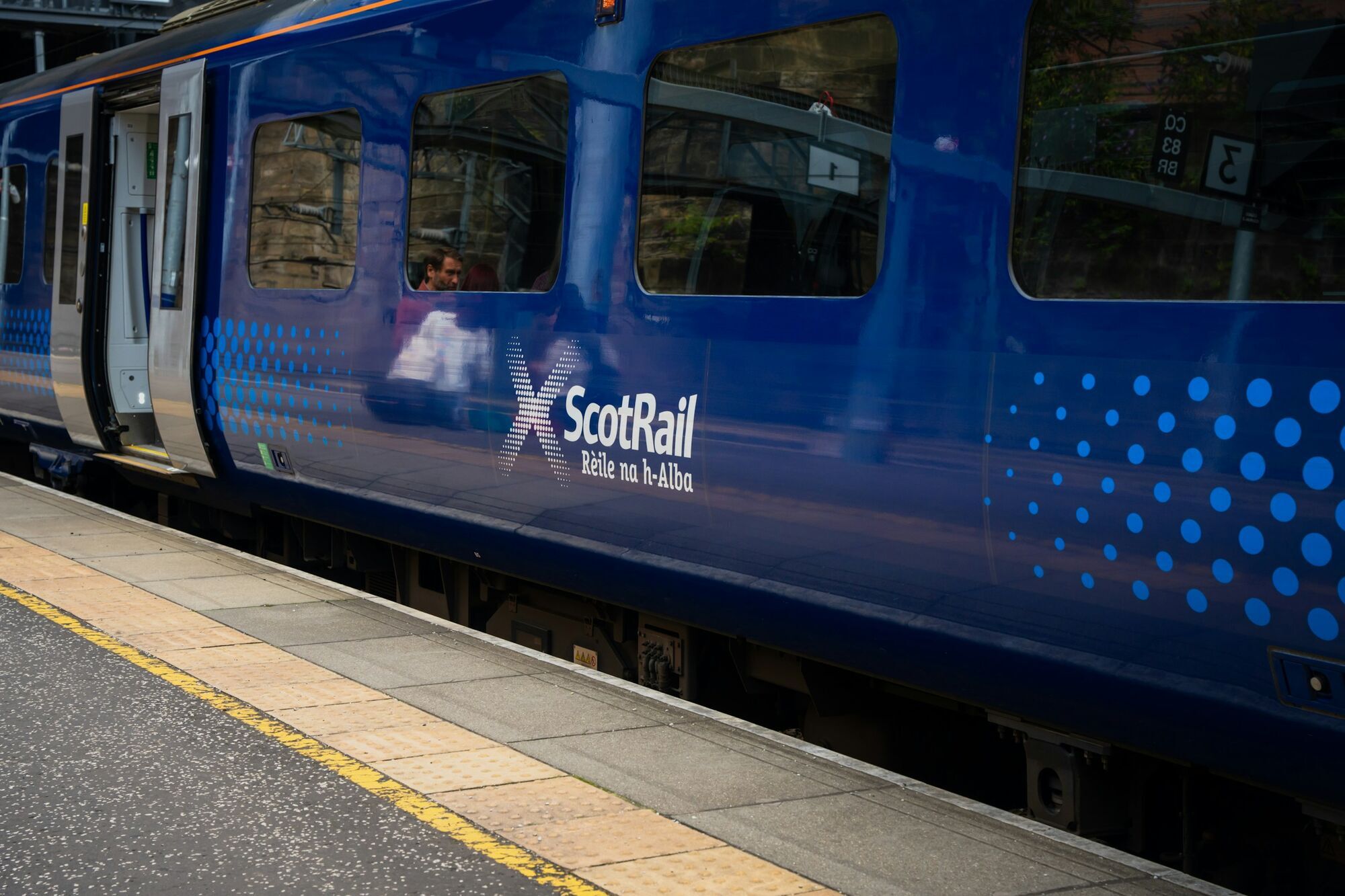ScotRail train at a station platform