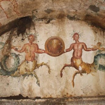 A tomb with mythical symbols found in Naples