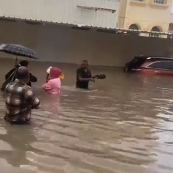 Flooded streets after a downpour in Qatar